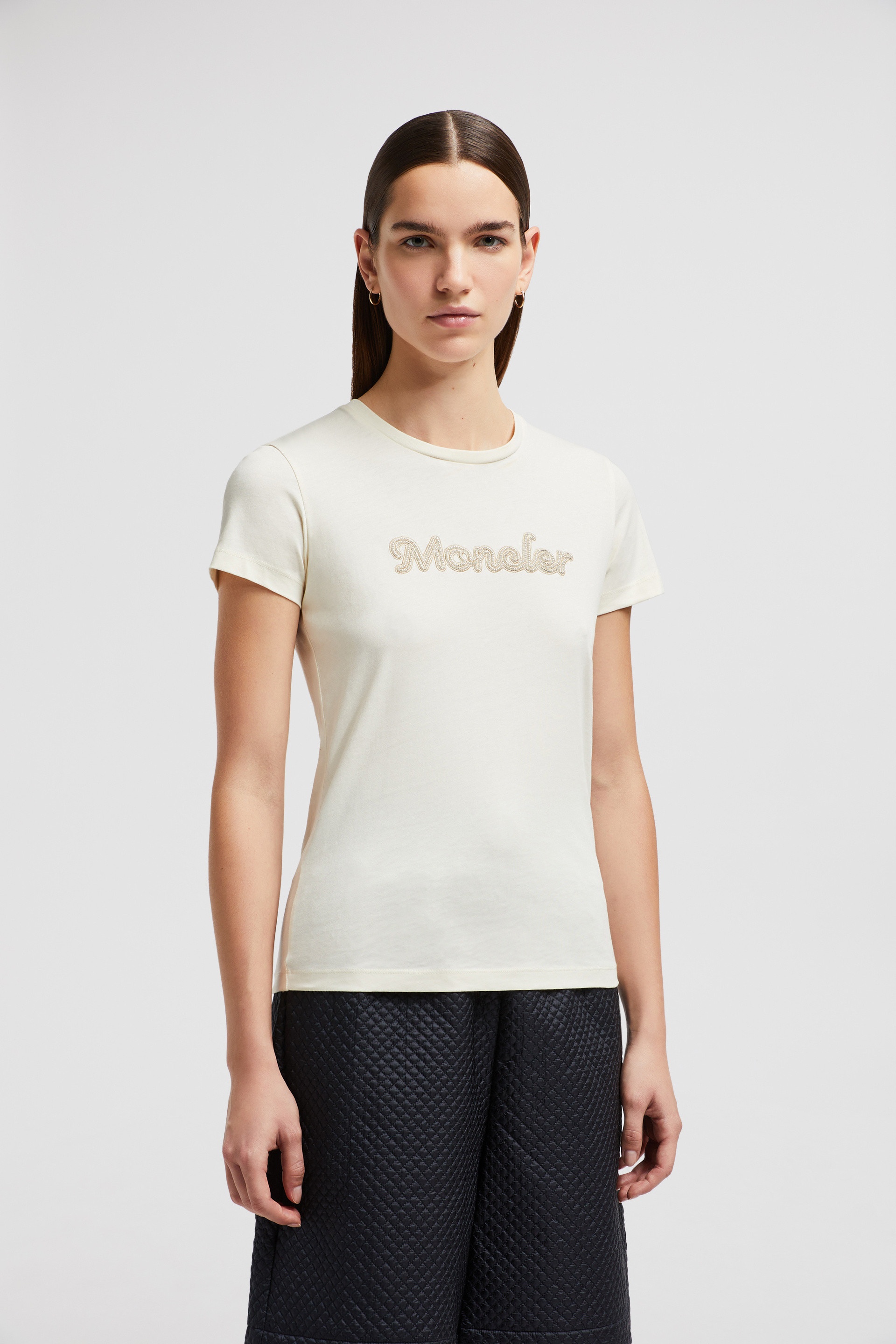 Pearl-Embroidered Logo Cotton T-Shirt - 3