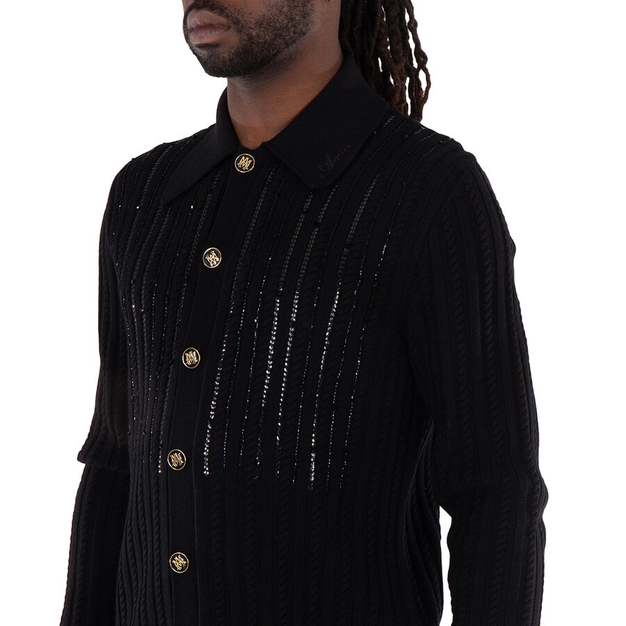 Amiri Men's Black Long Sleeve Polo Shirt - 4