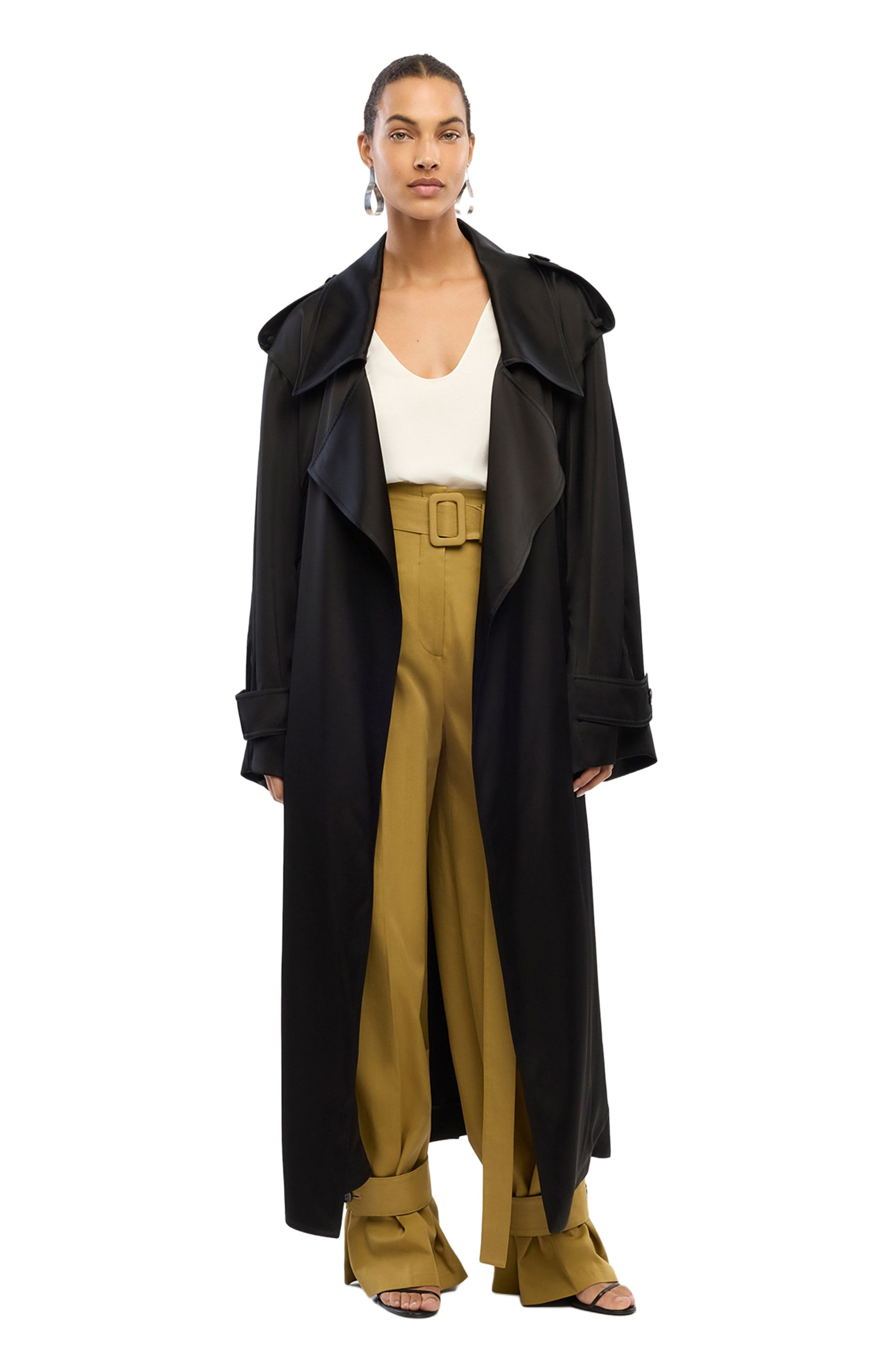 Another Tomorrow Satin Soft Trench in Black at Nordstrom - 1
