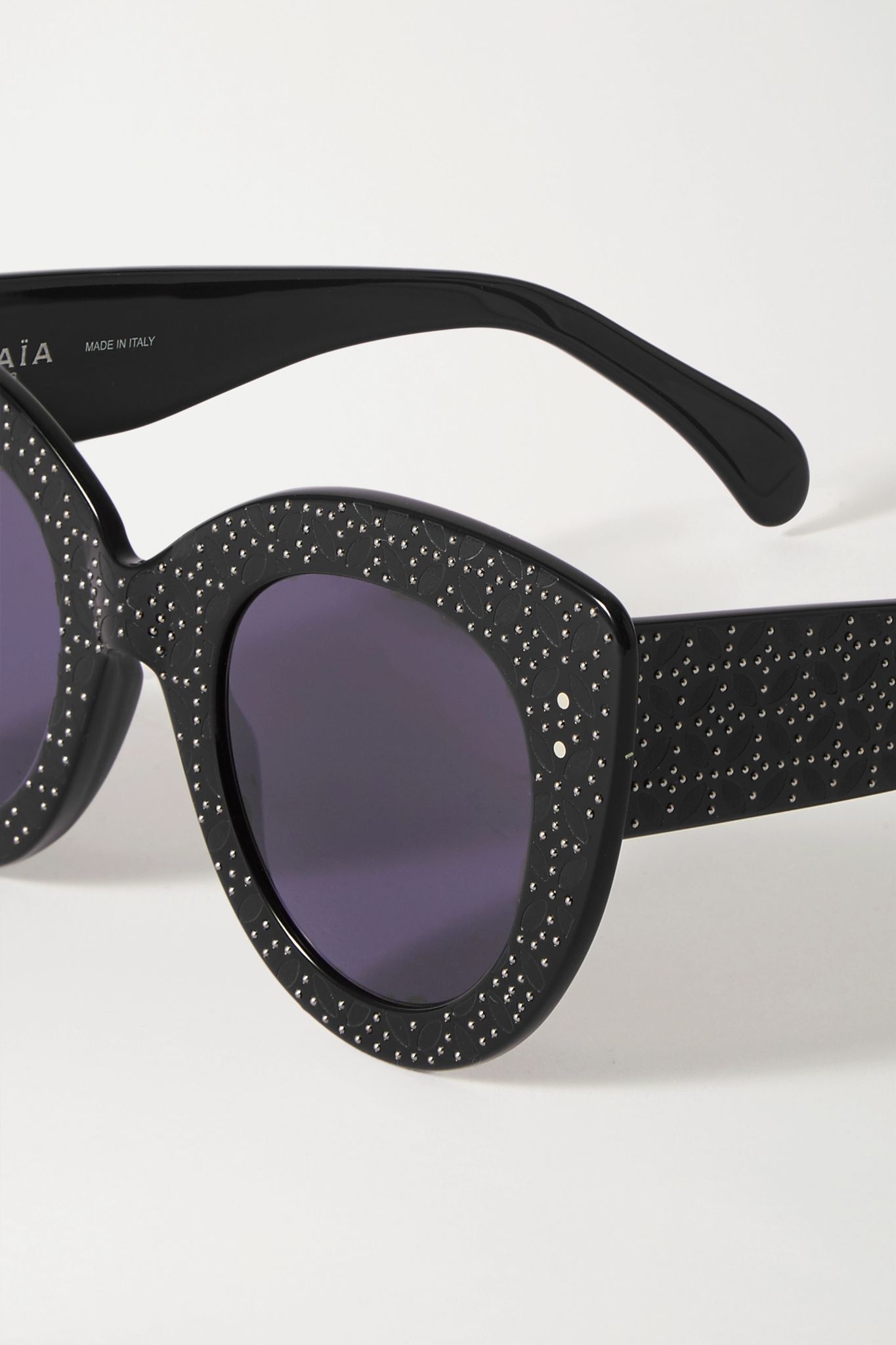 Cat-eye studded debossed acetate sunglasses - 4