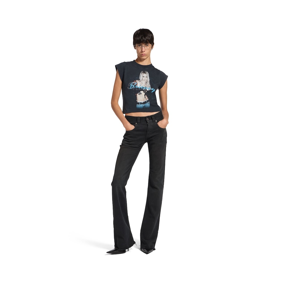 Balenciaga Music | Britney Spears Series Shrunk T-shirt in Faded Black /blue - 2