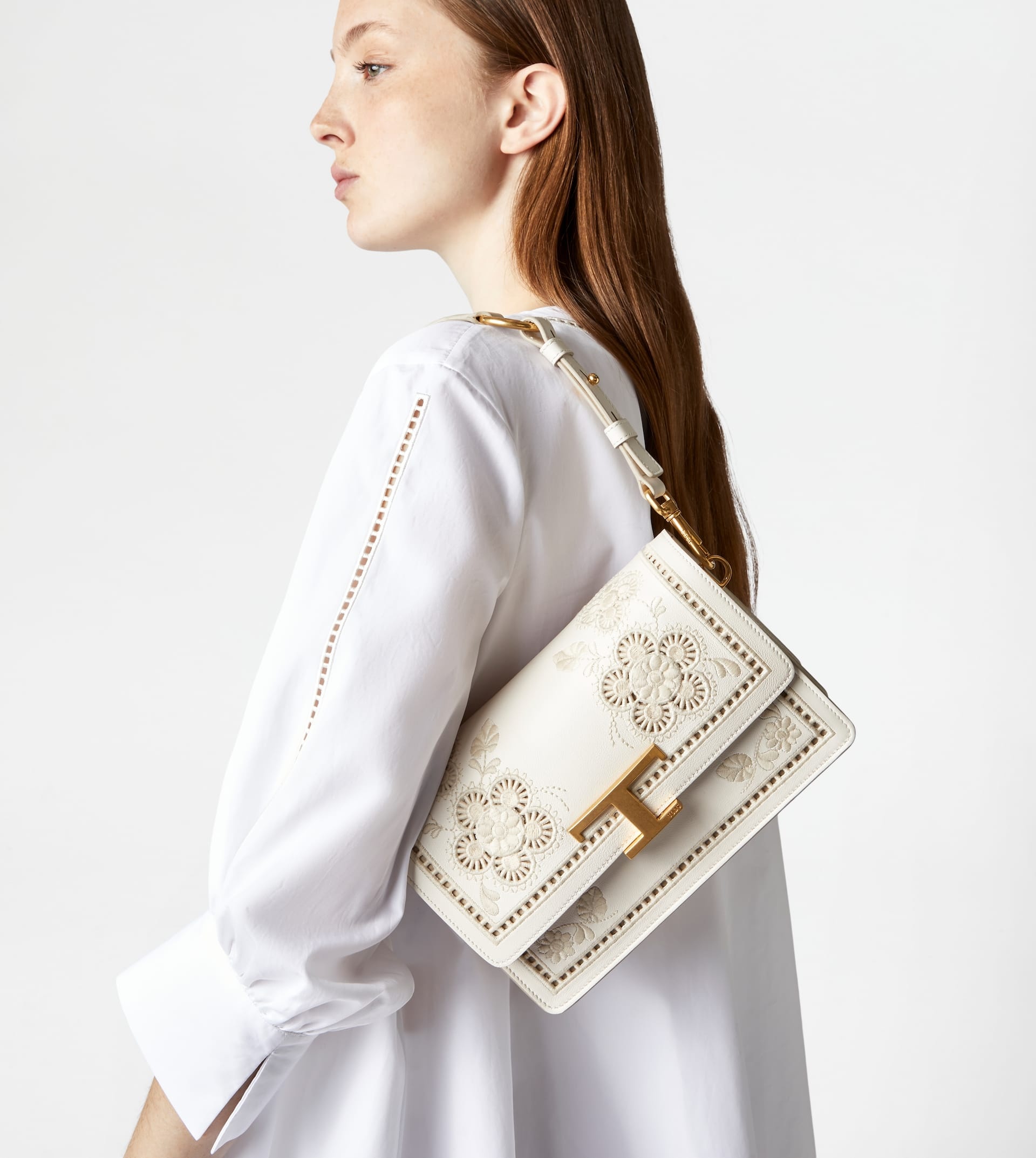 T TIMELESS SHOULDER BAG IN LEATHER MINI - WHITE - 2