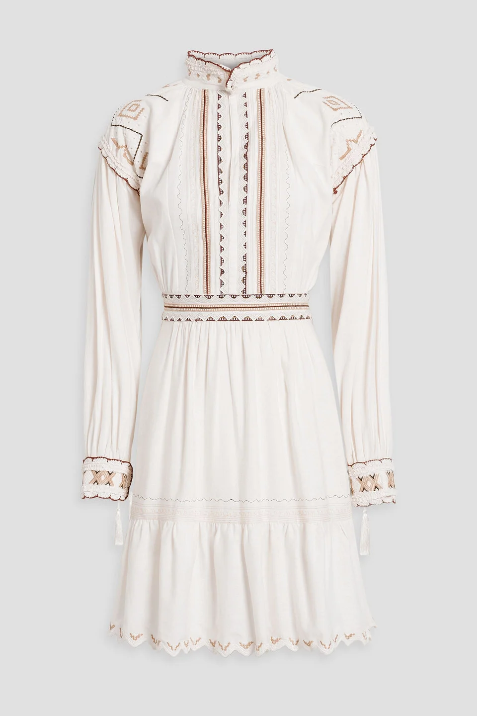 Embroidered cotton mini dress - 1