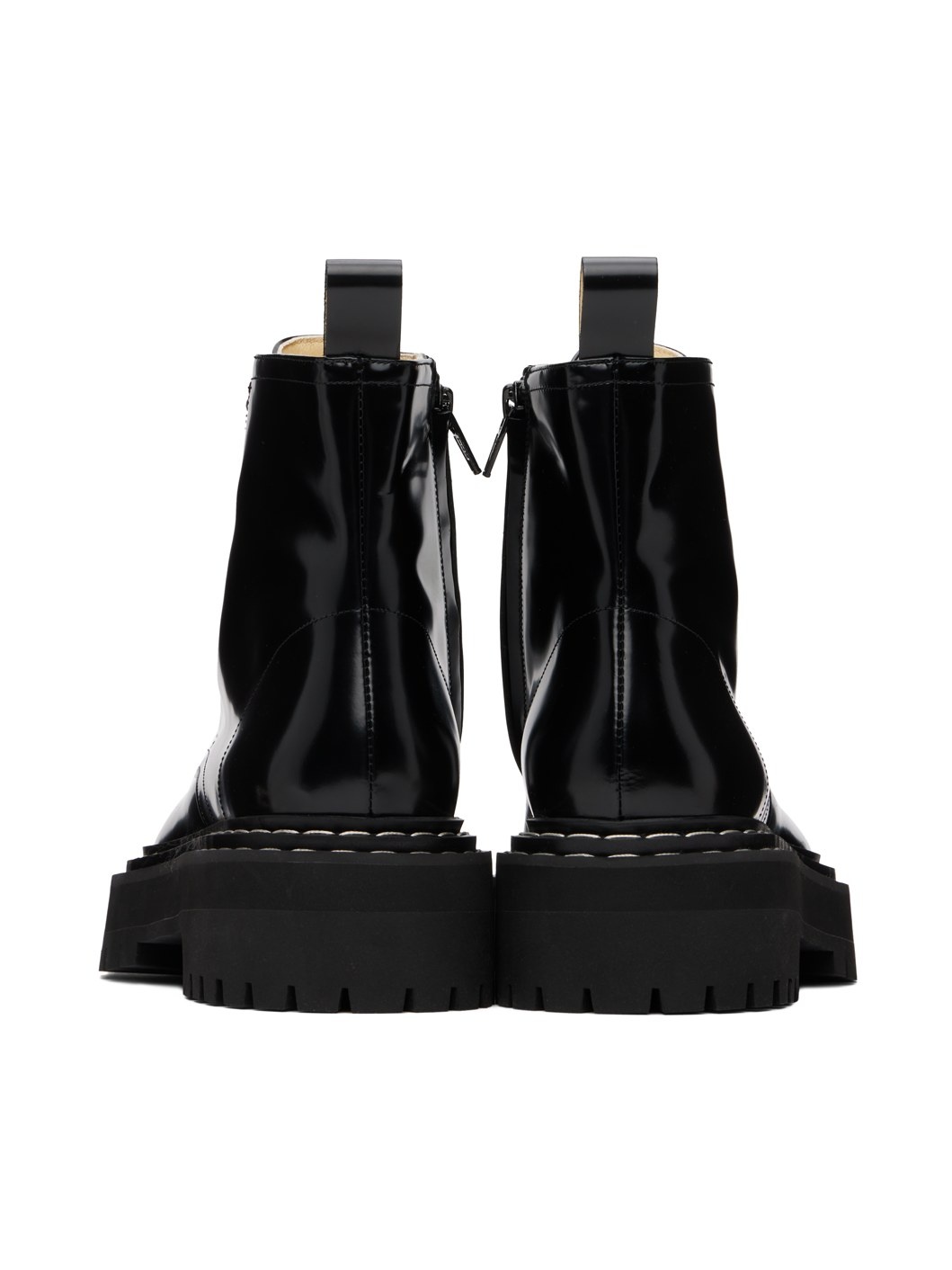 Black Lug Sole Lace Up Boots - 2