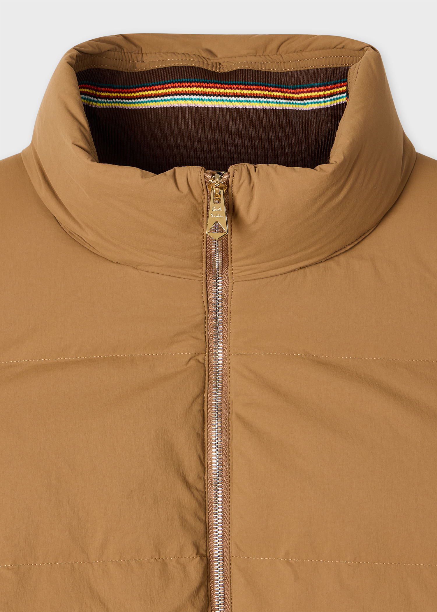 Tan Down Jacket with Detachable Hood - 2