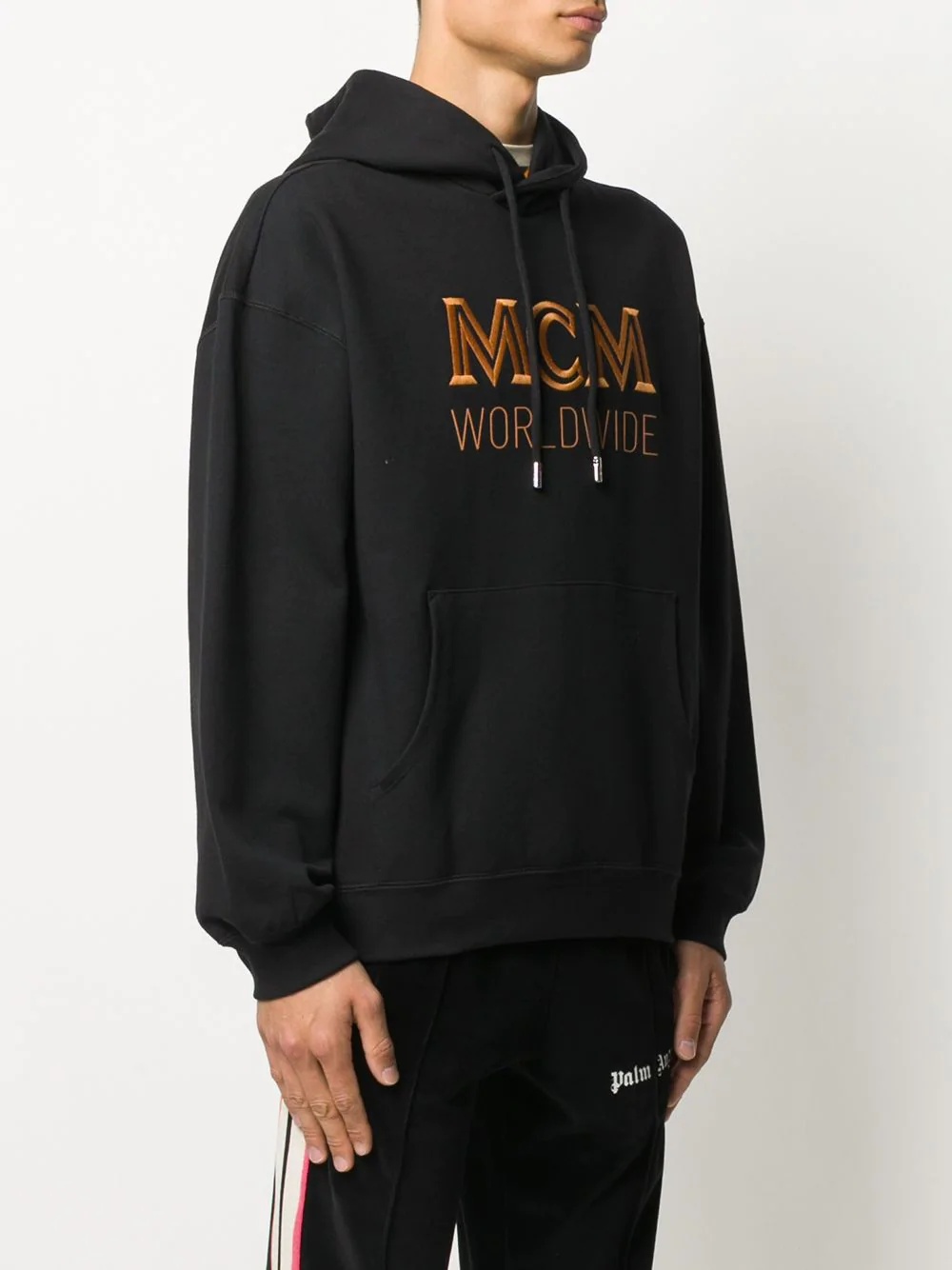 logo embroidered drawstring hoodie - 3