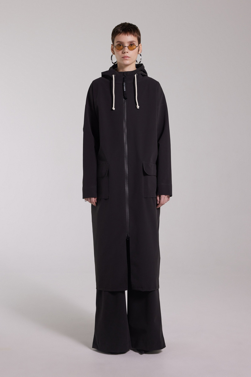 Sandviken Long Zip Matte Raincoat Black 1