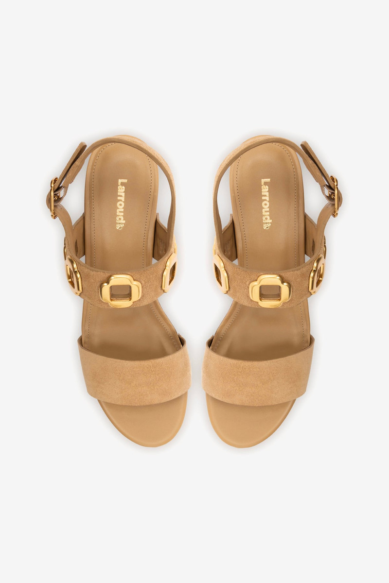 Miso Wooden Platform Sandal In Peanut Suede 4