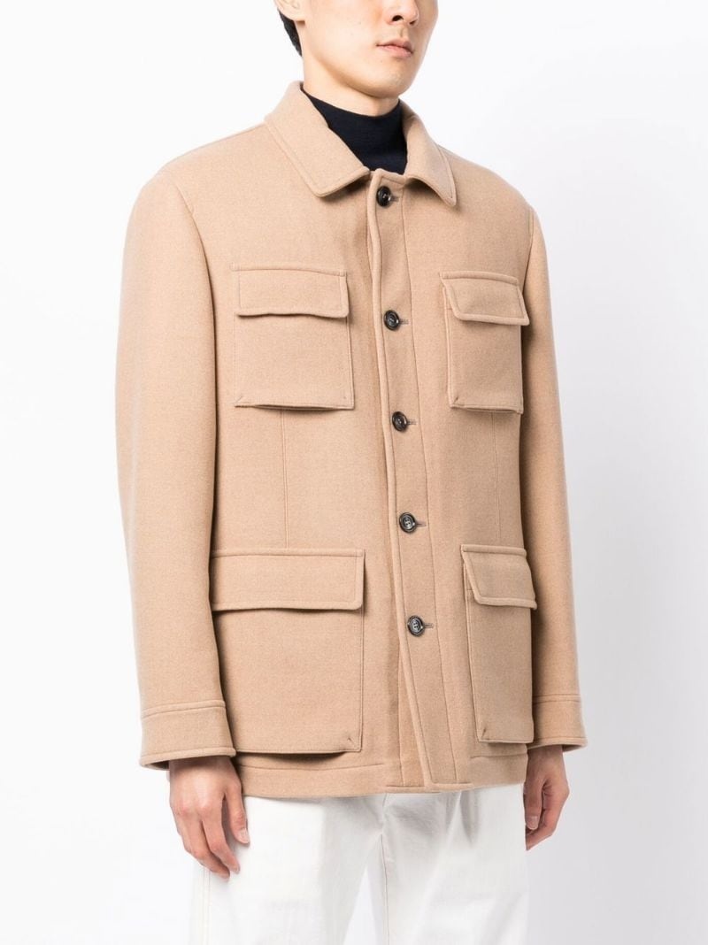 patch-pocket wool shirt jacket - 3