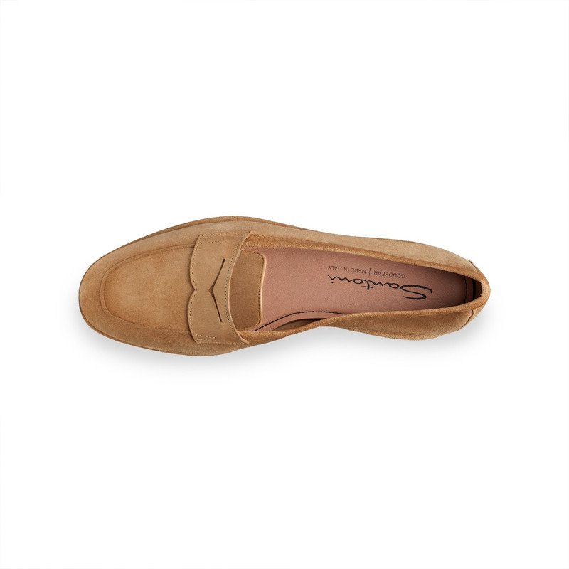 Women's beige suede Carla Driver penny loafer 5
