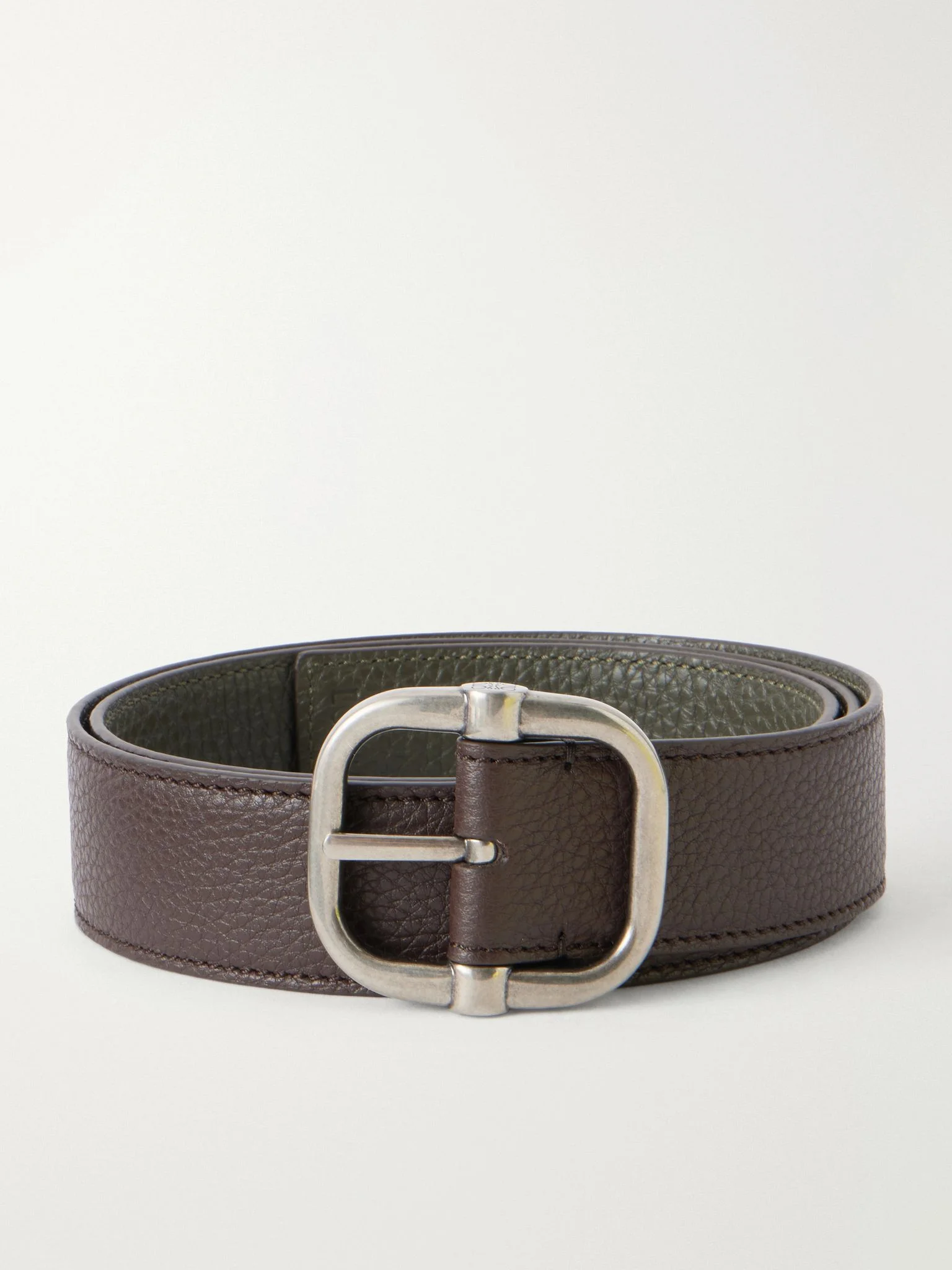 3.5cm Reversible Full-Grain Leather Belt Brown - 1