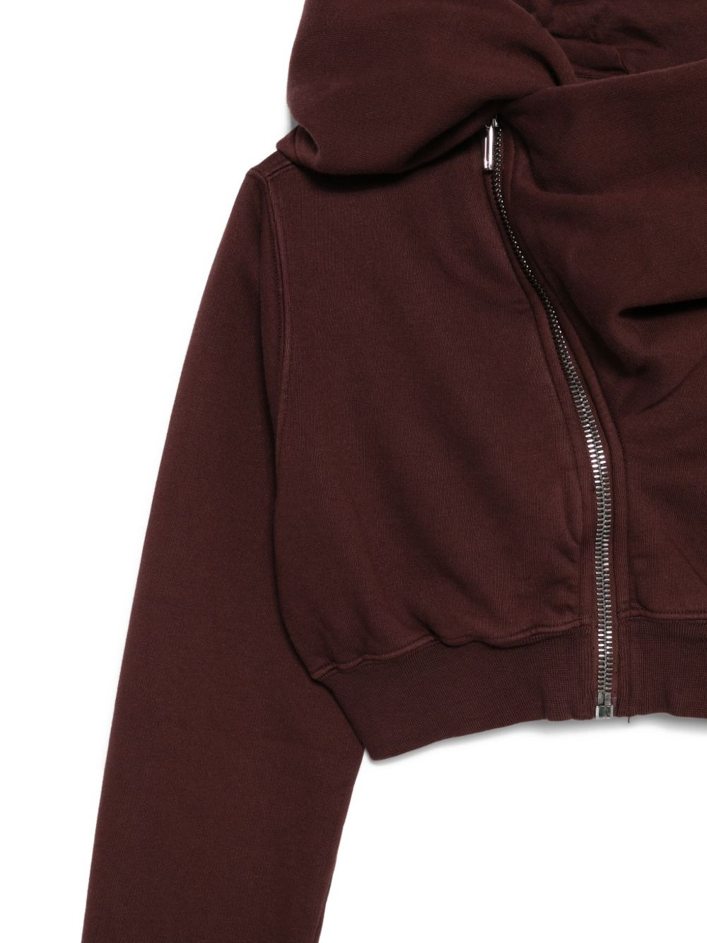 cowl-neck zip-front cropped sweatshirt - 3