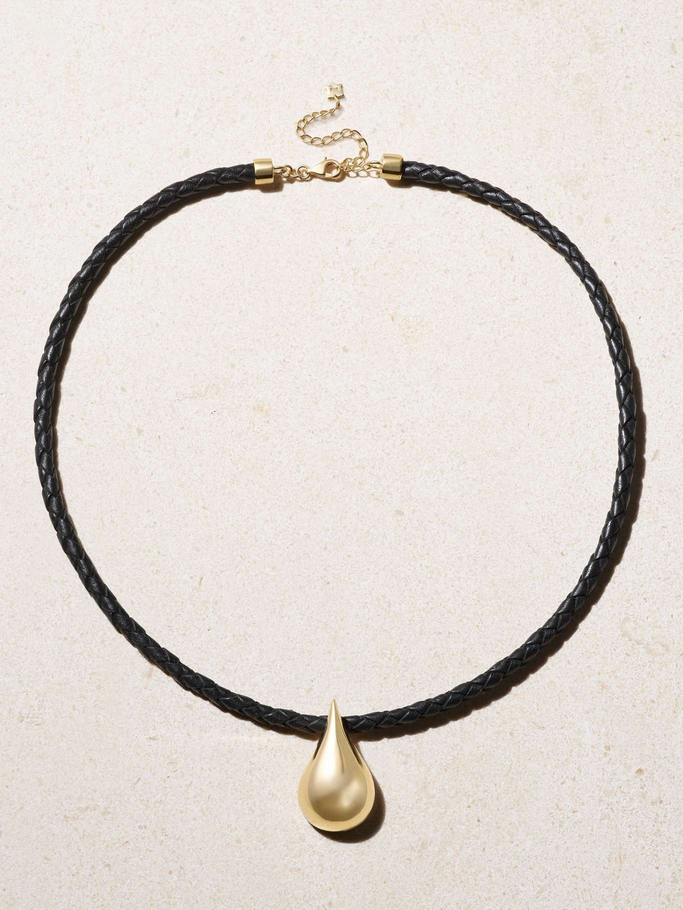 Water Droplet leather and 14-karat gold necklace - 1