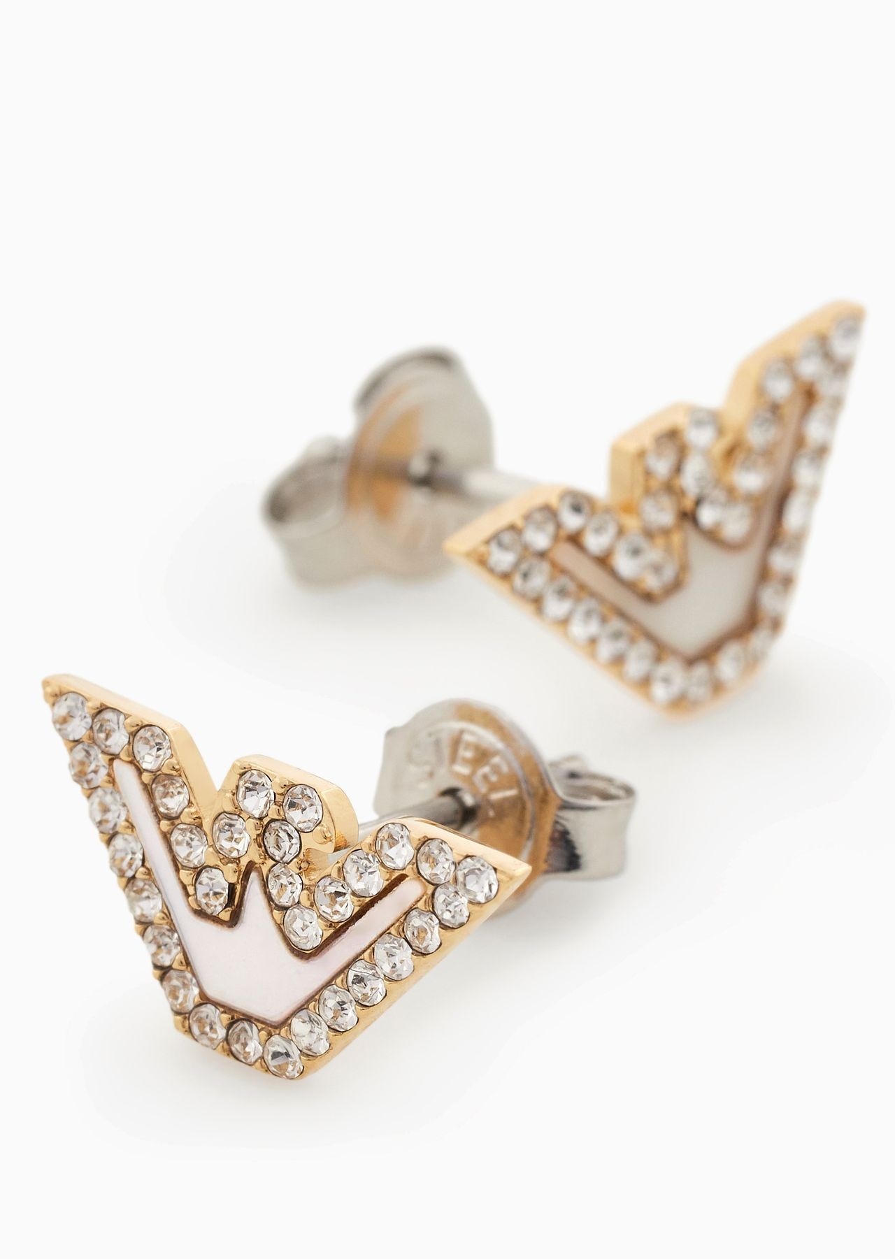 Gold-Tone Stainless Steel Mother Of Pearl Stud Earrings - 2
