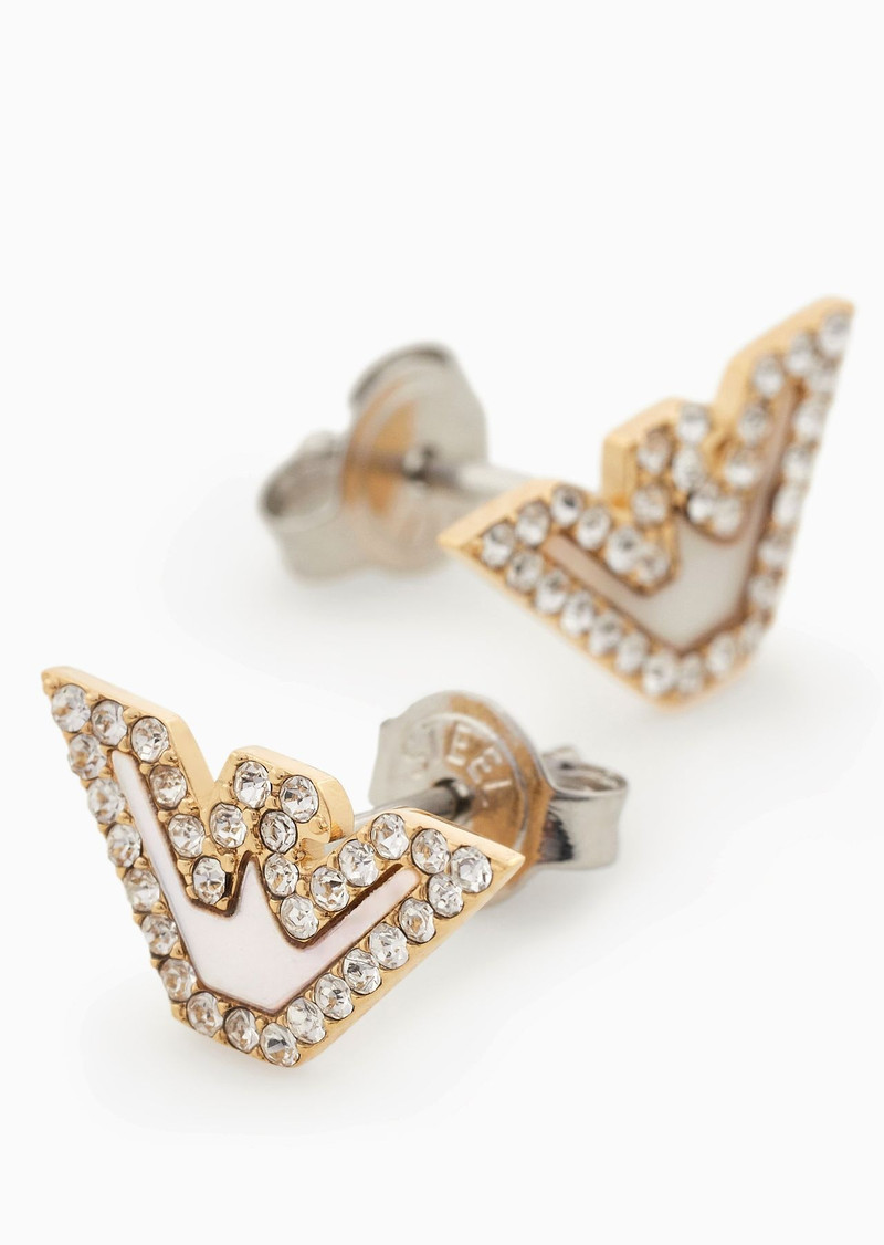 EMPORIO ARMANI Gold-Tone Stainless Steel Mother Of Pearl Stud Earrings outlook