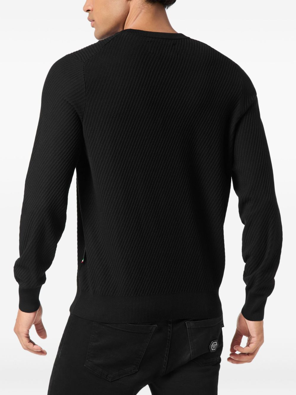 ribbed logo-plaque sweater - 3