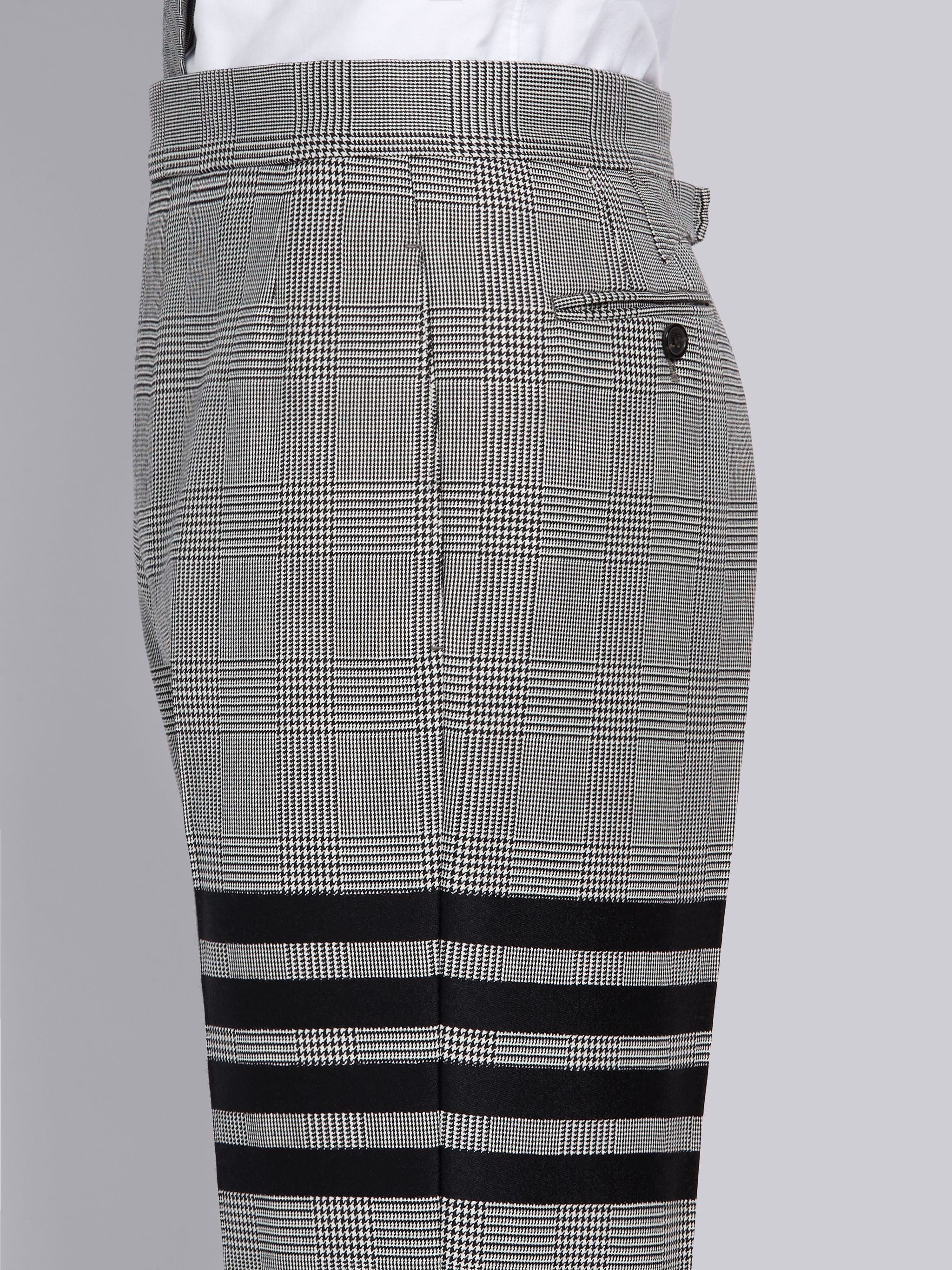 Black And White Wool Prince Of Wales 4-Bar Trouser - 5