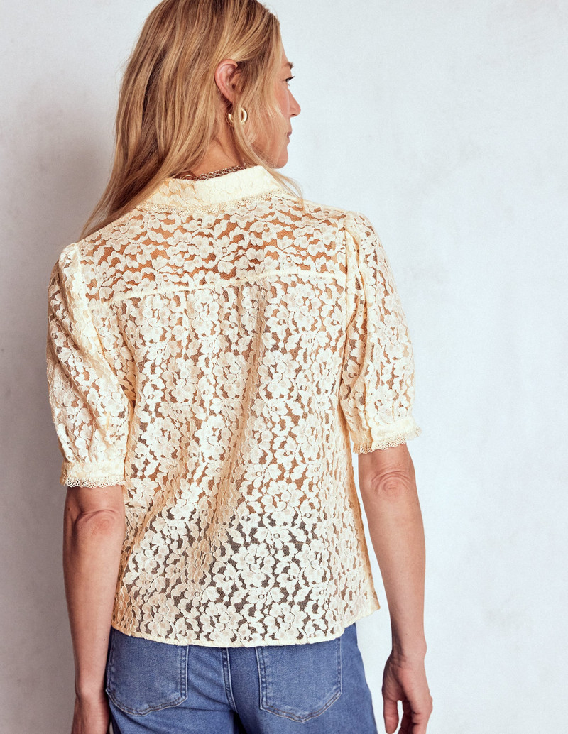 Short Sleeve Lace Blouse-Ivory 4