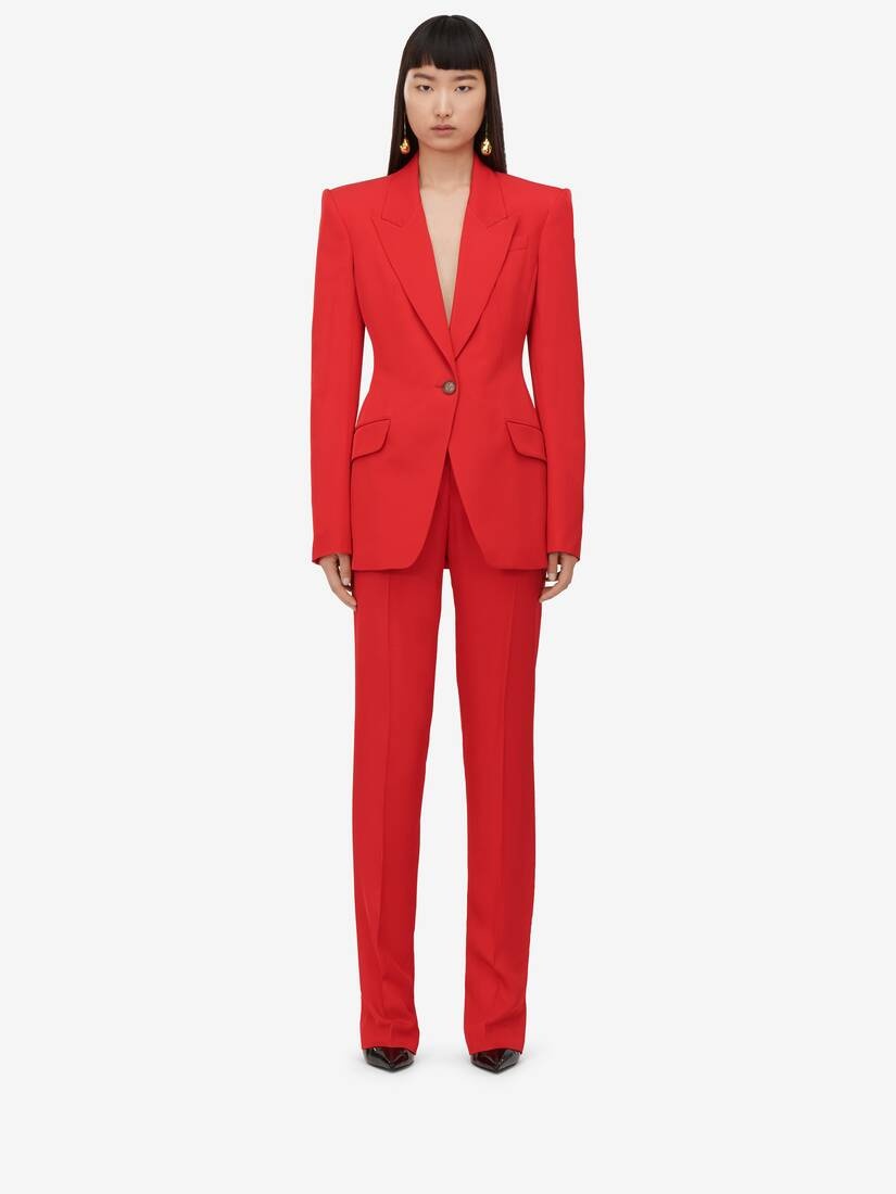 Women's Single-breasted Jacket in Lust Red - 3