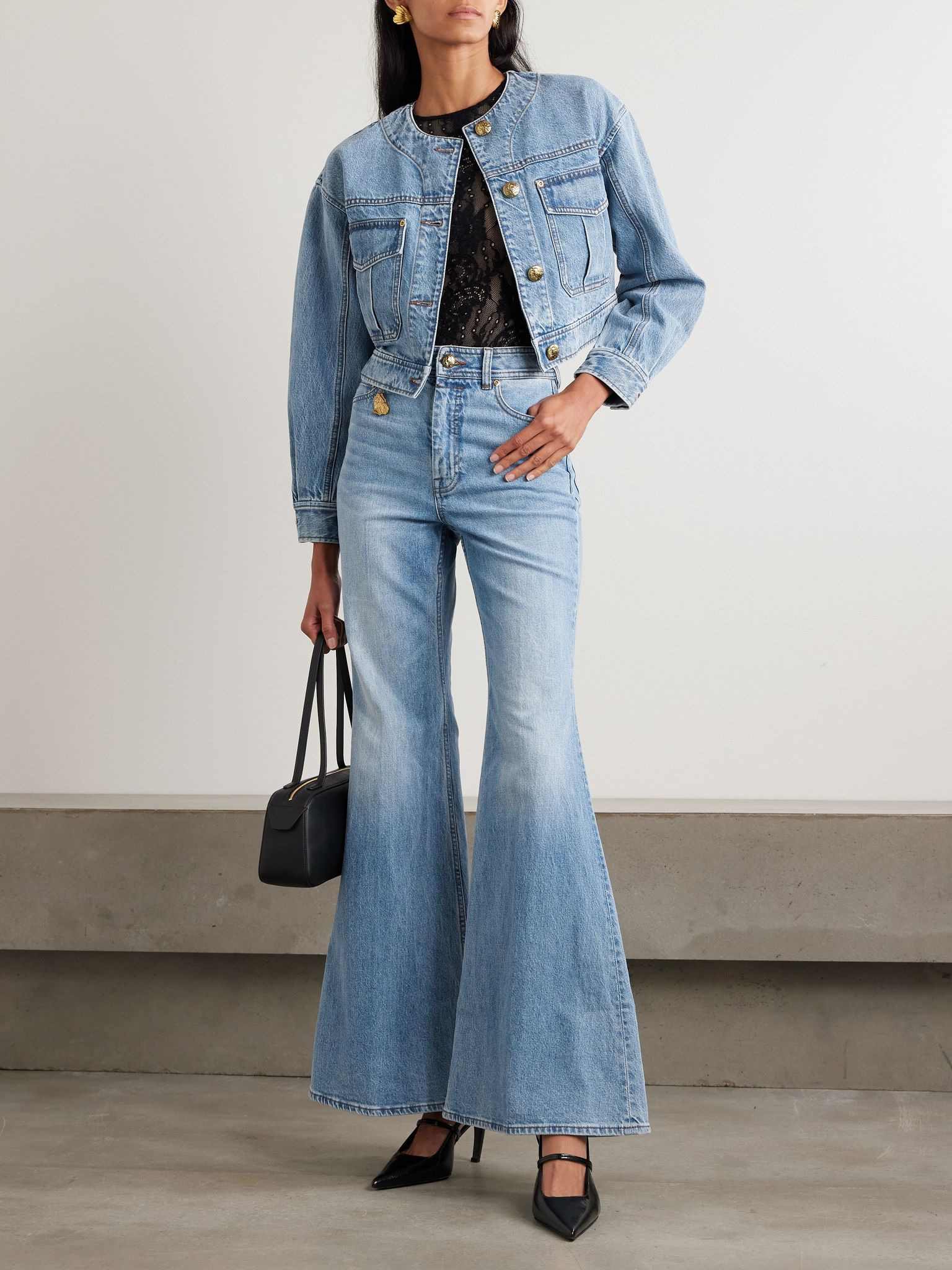 Cropped denim jacket Light denim - 2