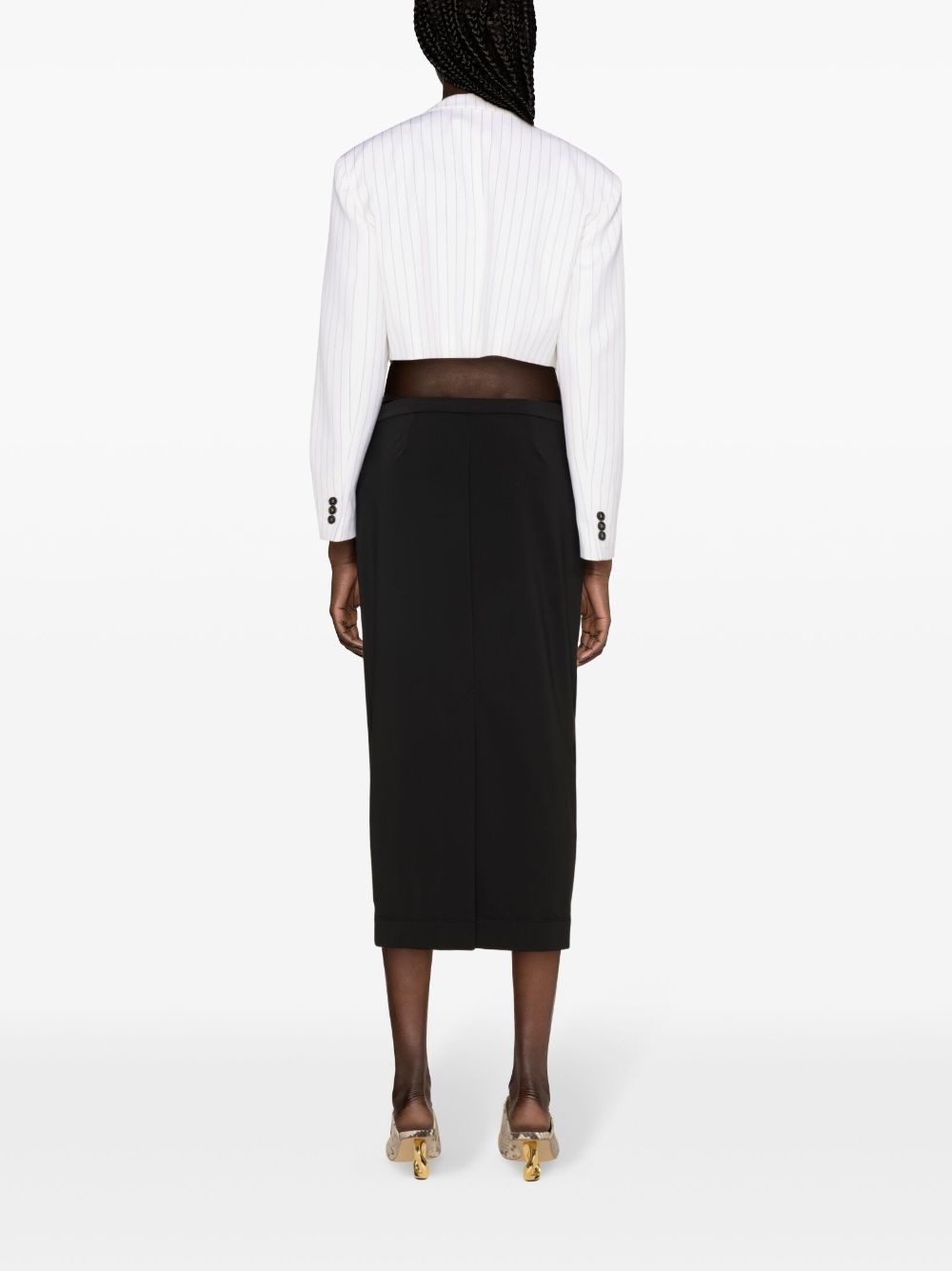 pinstripe-pattern cropped blazer - 3