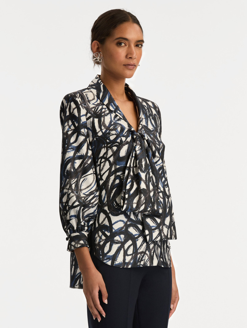 ABSTRACT SKETCH SILK TWILL BLOUSE 5