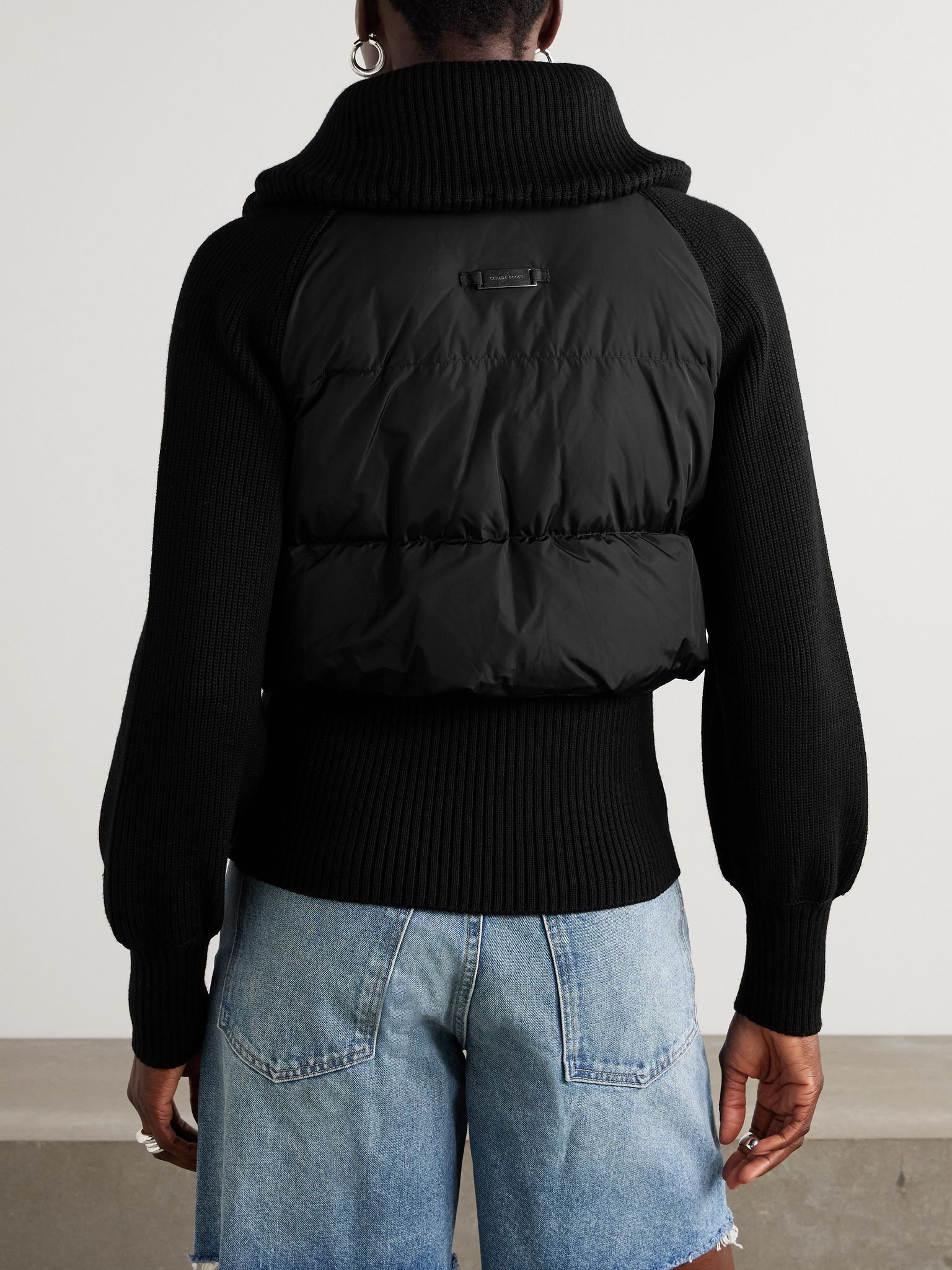Hybridge® Astoria wool-trimmed quilted shell down jacket Black - 4