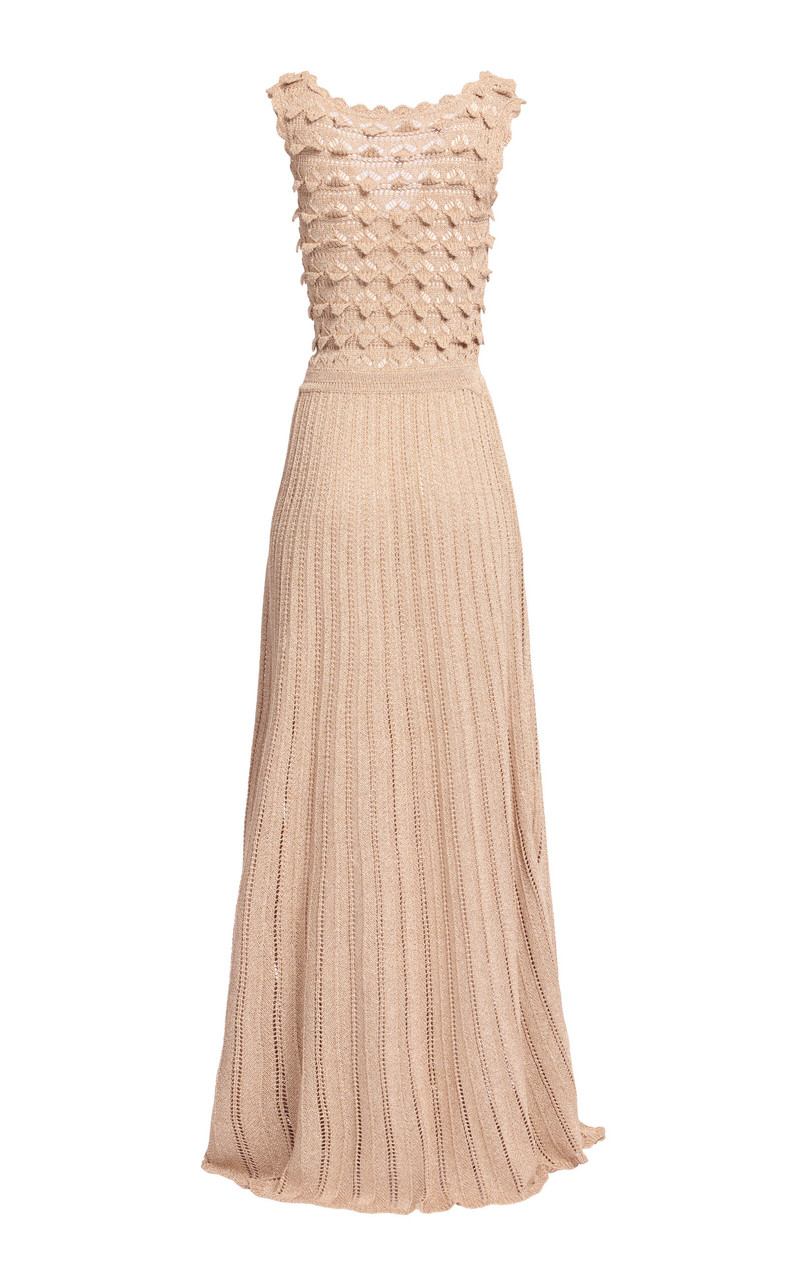 ELIE SAAB Crocheted Lurex Maxi Dress gold outlook