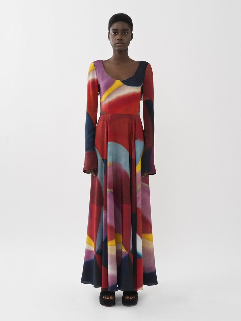 Chloé CAROLINE DENERVAUD FOR CHLOÉ LONG FLARED DRESS outlook