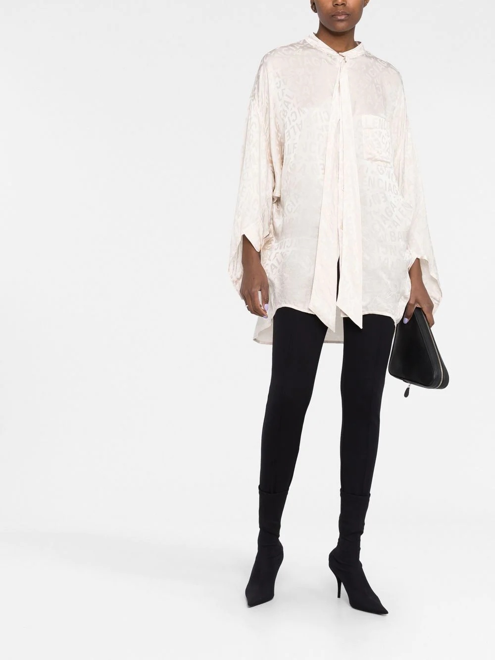logo-jacquard twisted swing blouse - 2