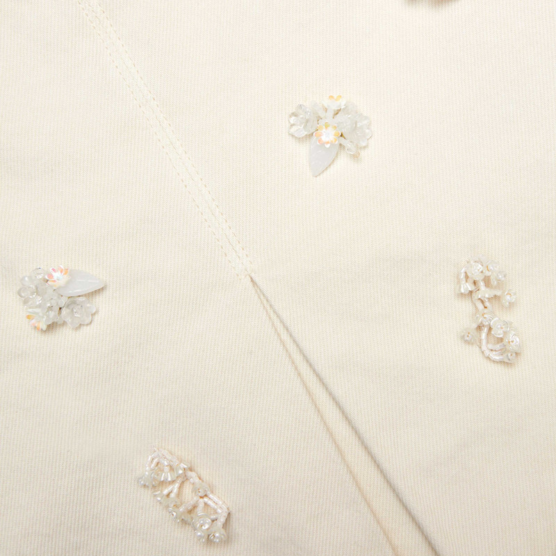 Cream Denim Beaded Floral 미니 스커트 5