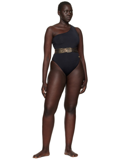 Balmain Black Single-Shoulder Swimsuit outlook