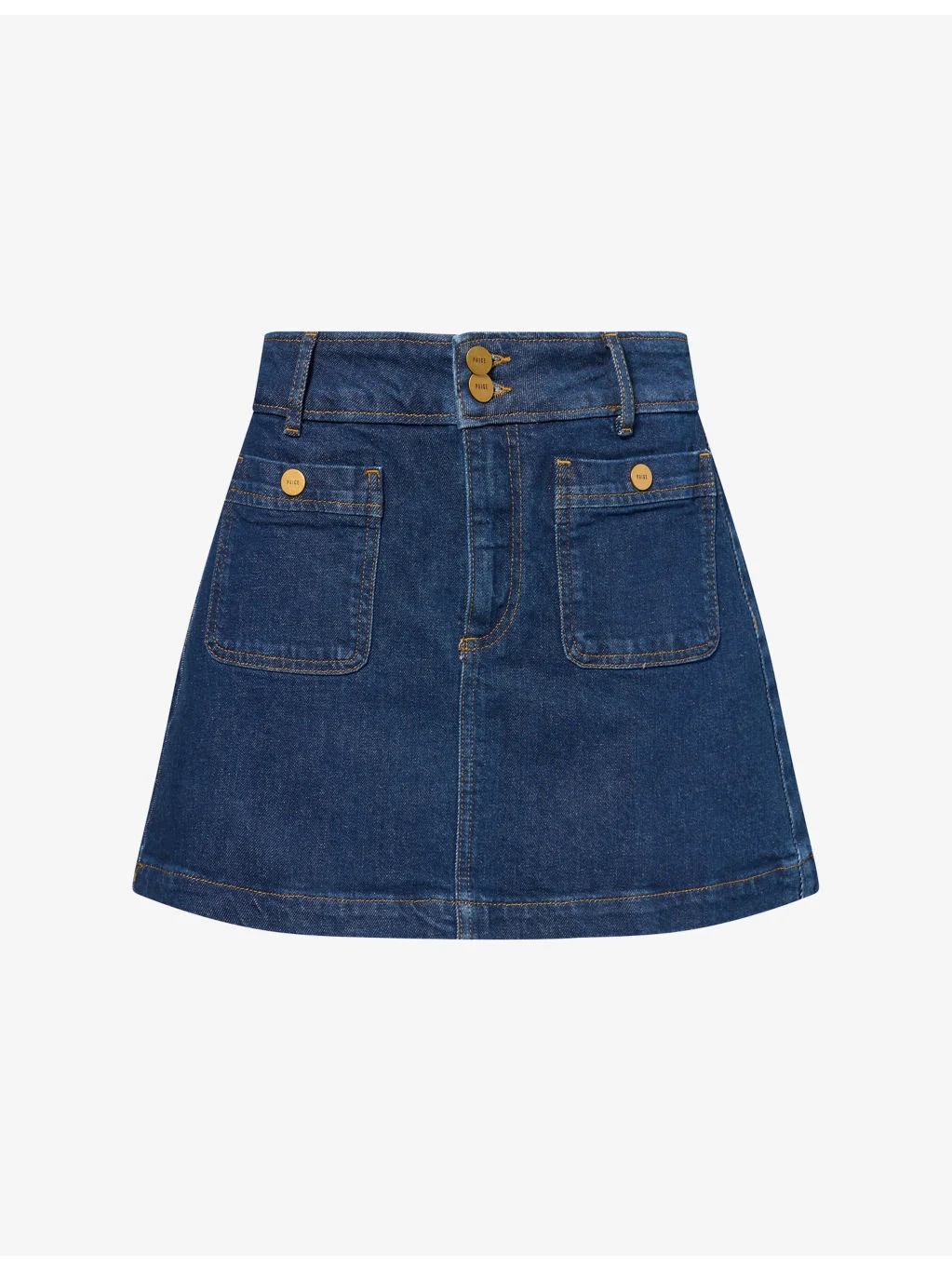 Janelle Mini A-Line Cotton-Stretch Denim Skirt - 1