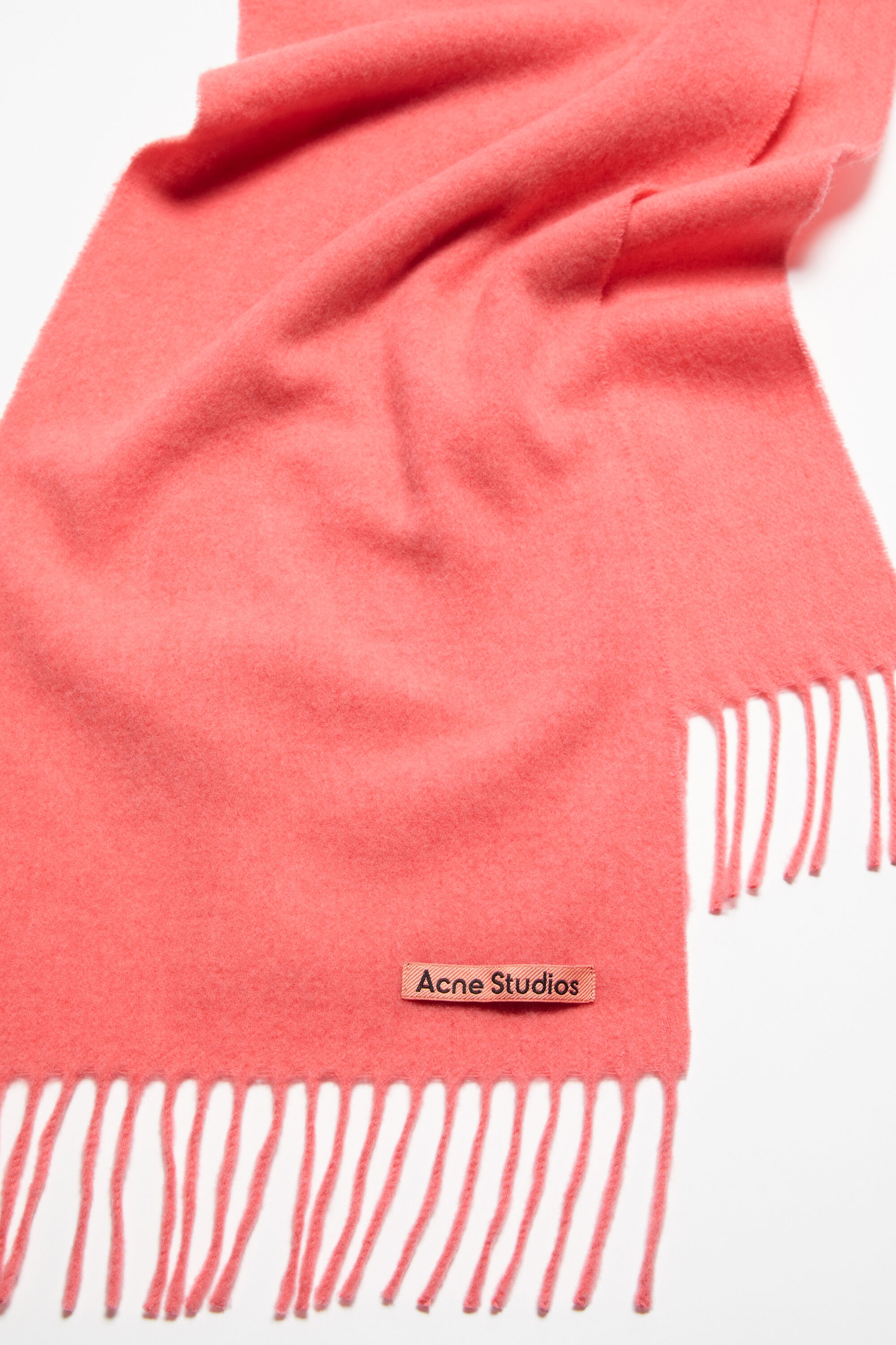 Fringe wool scarf - skinny - Fluo pink mélange - 2