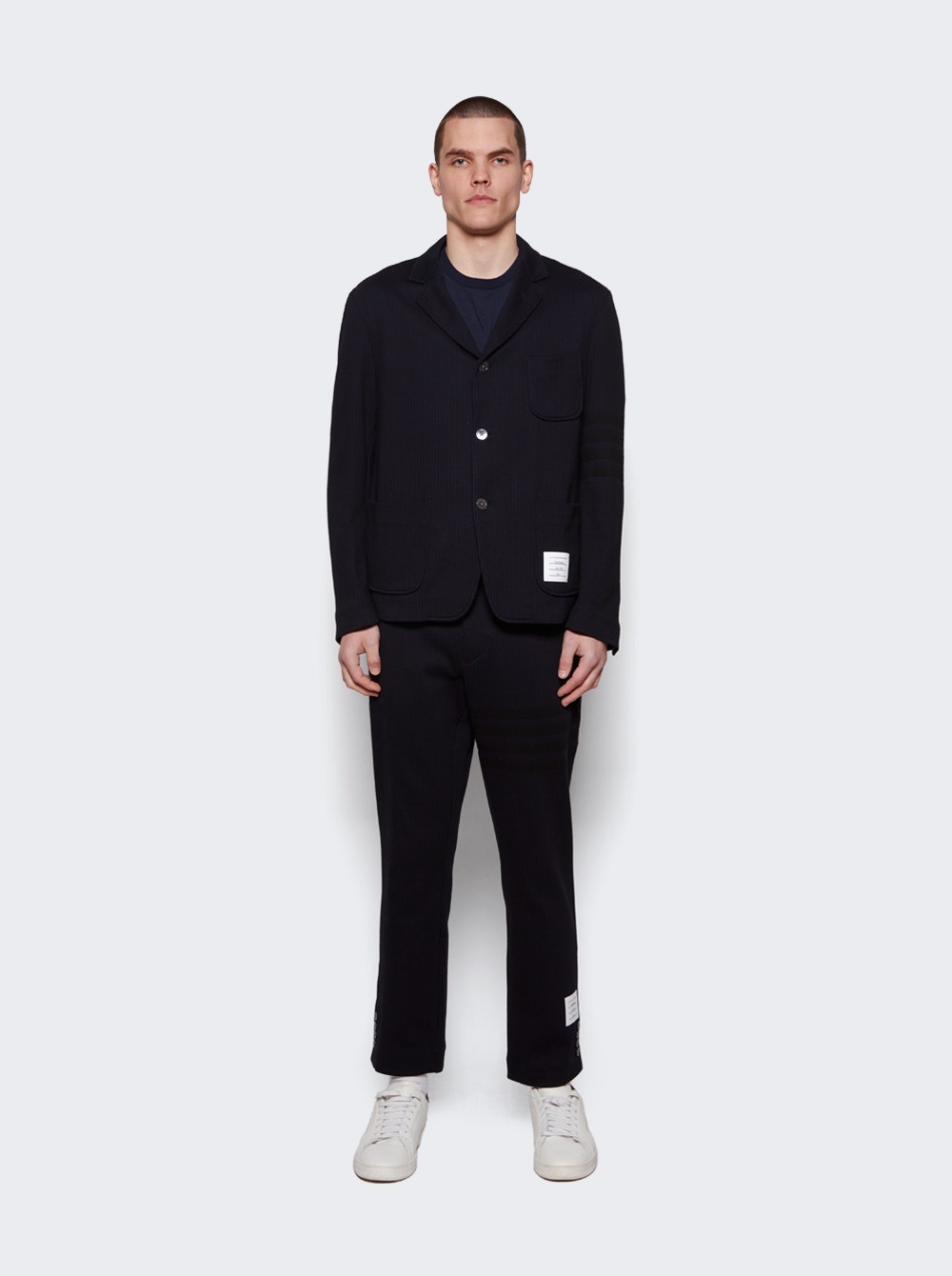 Seersucker Loopback 4-Bar Sack Jacket Navy - 2