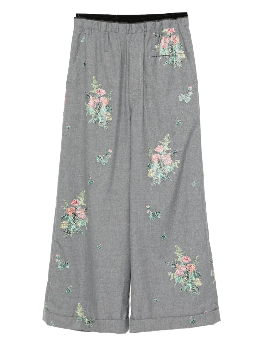 floral embroidered trousers - 1