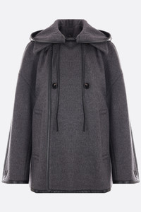 【関税&送料込】Bottega Veneta Wool Cape With Nappa Trims Bottega Veneta WOOL CAPE WITH NAPPA TRIMS | tizianafausti