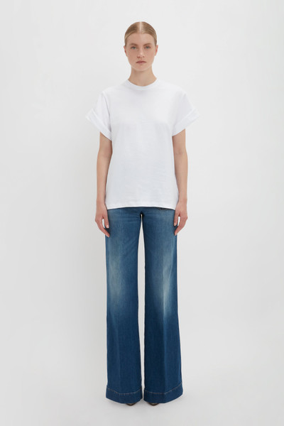 Victoria Beckham Oversized Asymmetric Sleeve T-Shirt In White outlook