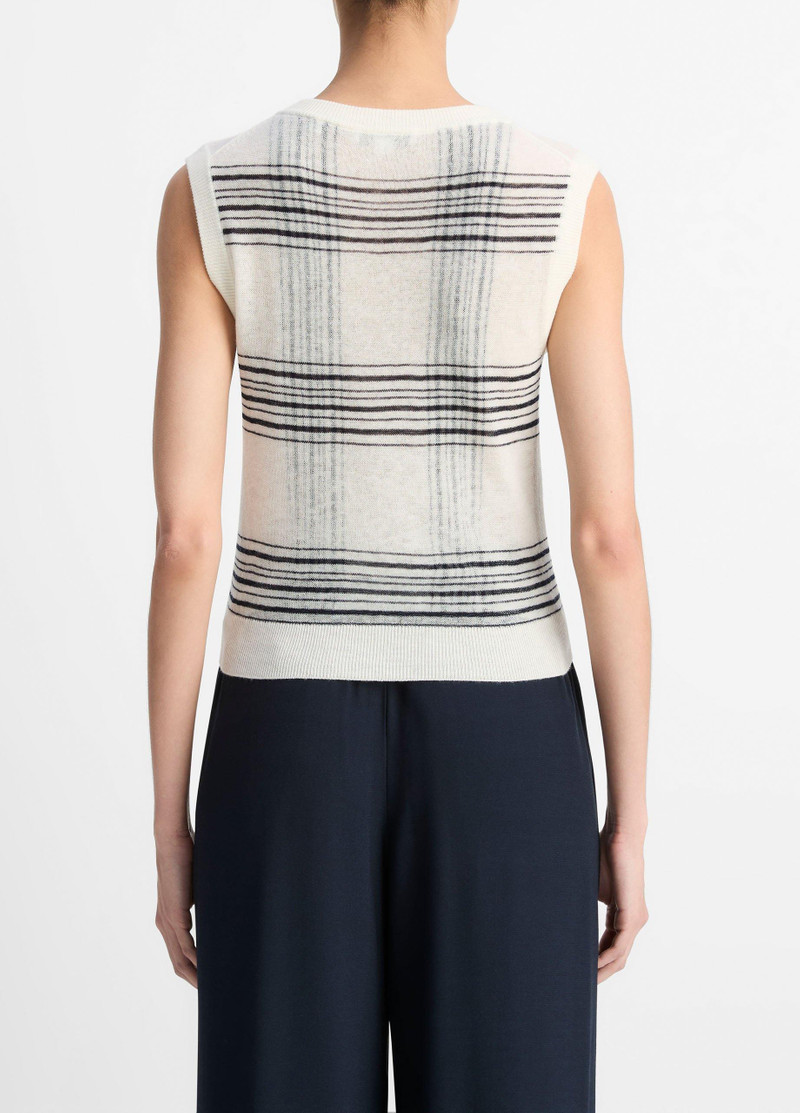 Vince Plaid V 목 스웨터 조끼 outlook