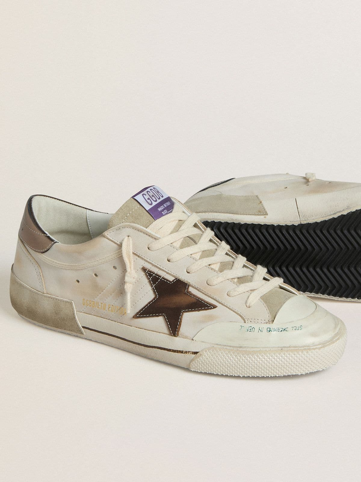 Men's Super-Star LTD in suede with brown leather star and metallic leather heel tab - 3