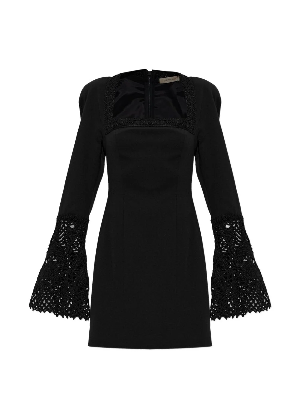 crochet-trim flared-sleeve mini dress - 1
