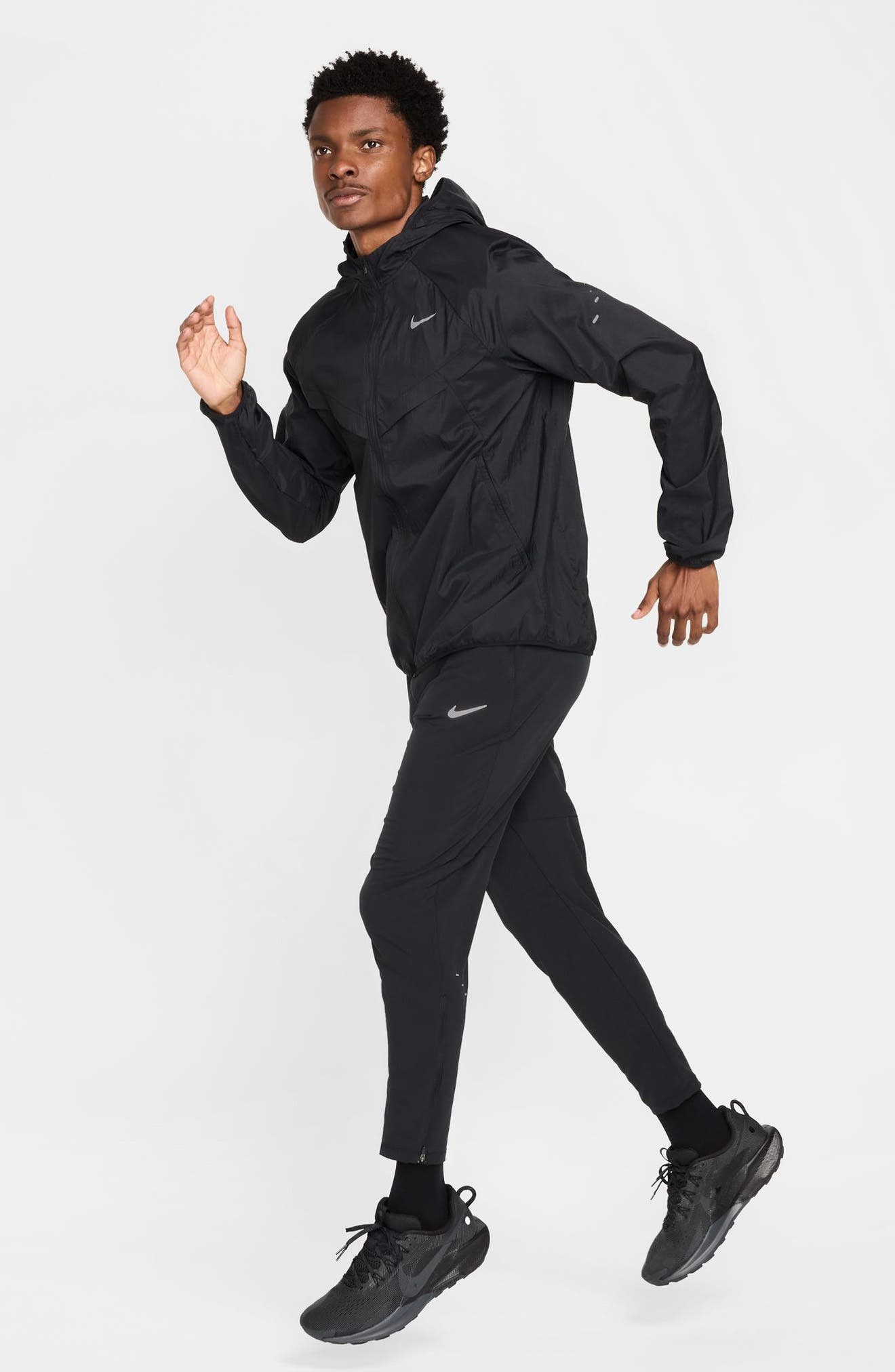Nike Stride Dri-FIT UV Hooded Running Jacket in 010 Black/refsil at Nordstrom - 6