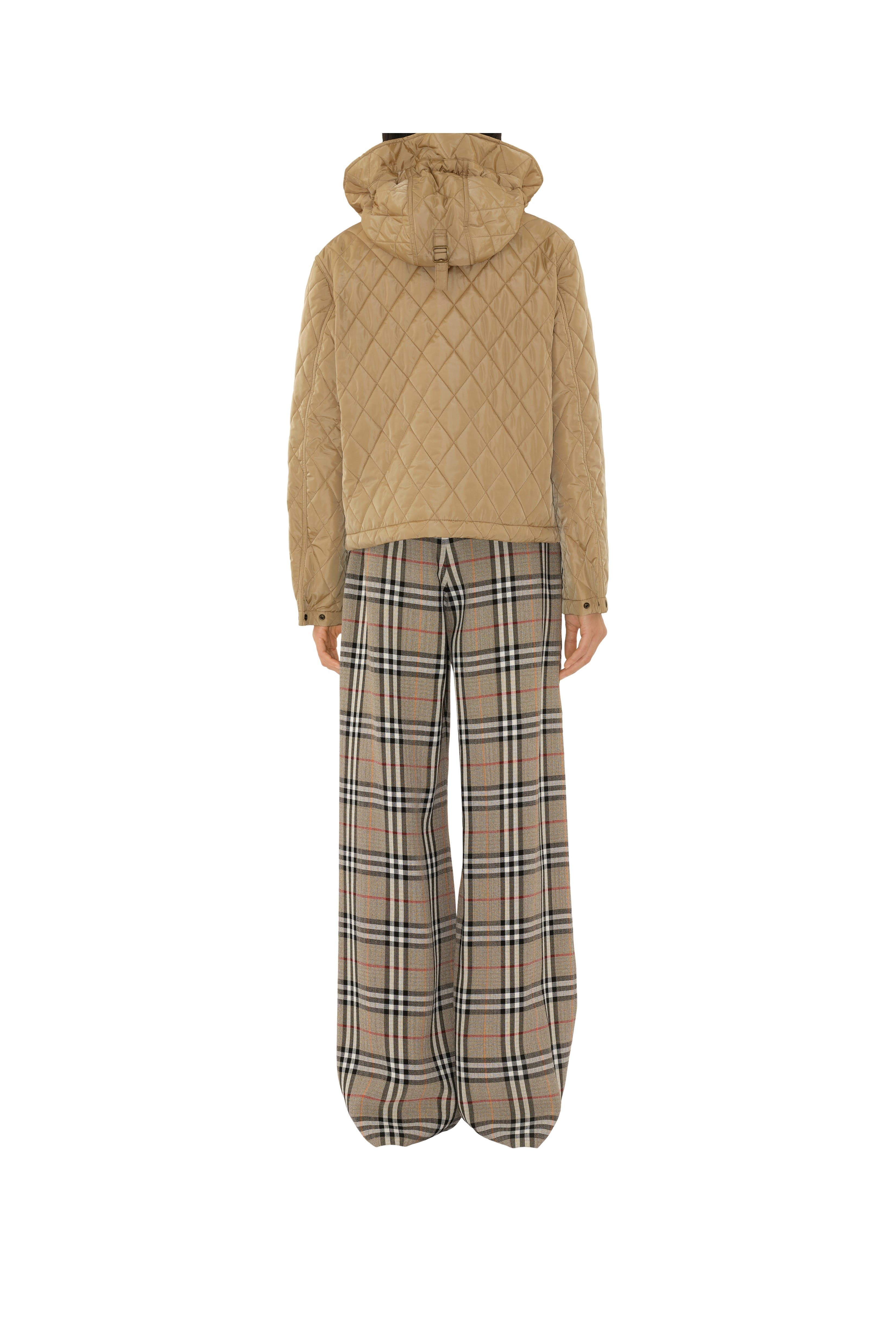 burberry Cropped Quilted Nylon Hooded Jacket in Flax at Nordstrom - 4