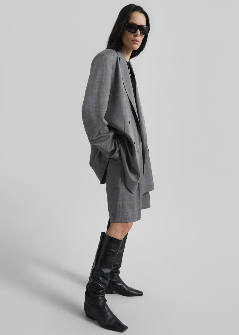 Marfa Pleated Bermuda Shorts - Grey Melange 10