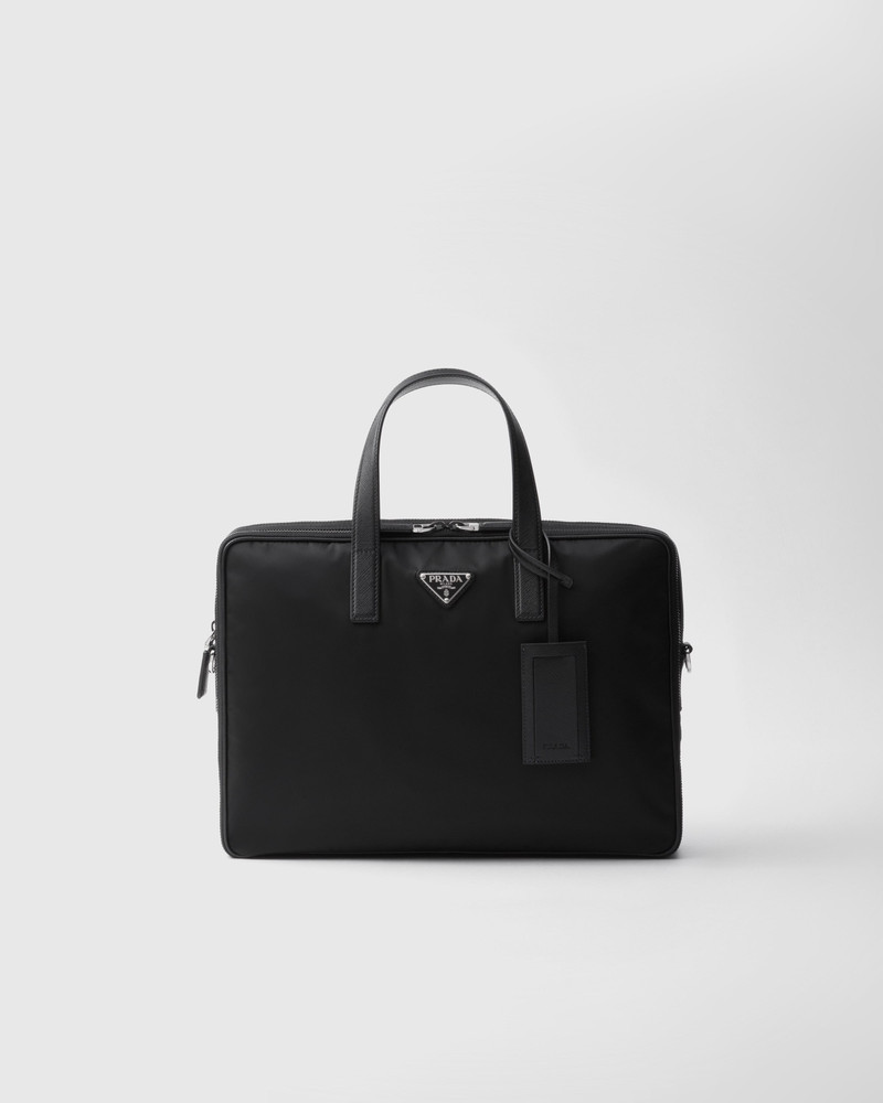 Re-Nylon and Saffiano leather briefcase 1