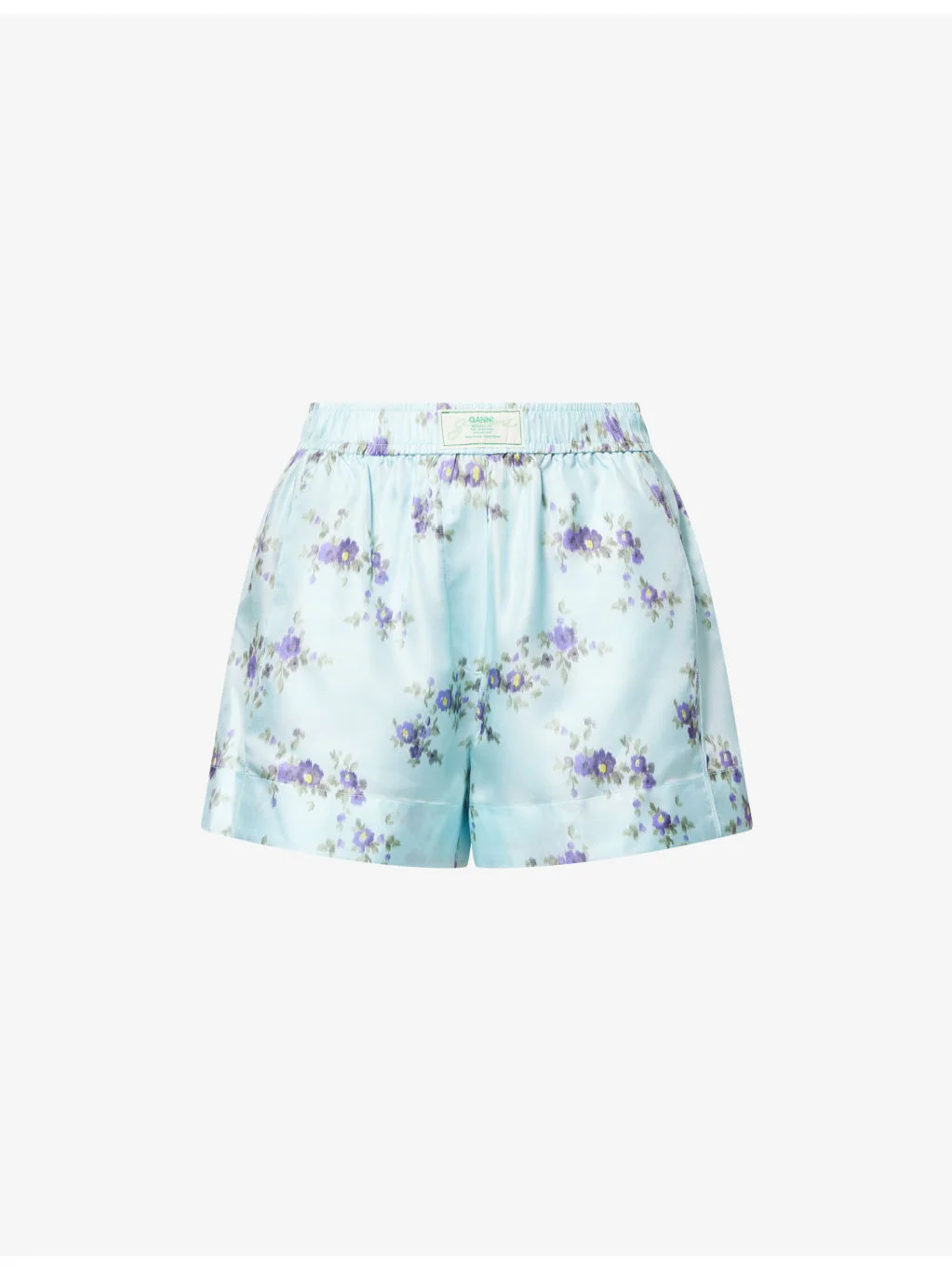 Floral-Print Elasticated-Waist Silk Shorts - 1