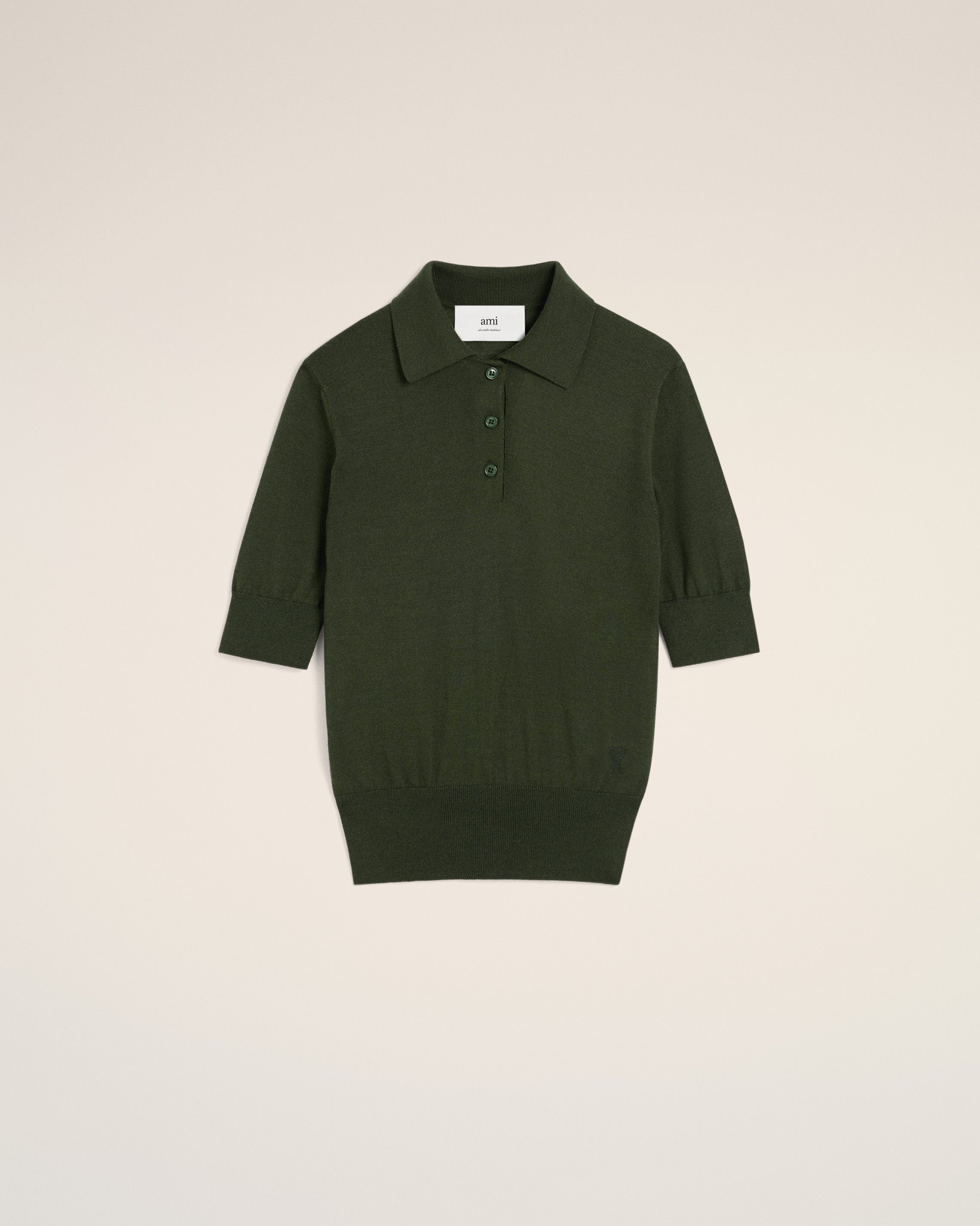GREEN WOOL TONAL AMI DE COEUR POLO - 2
