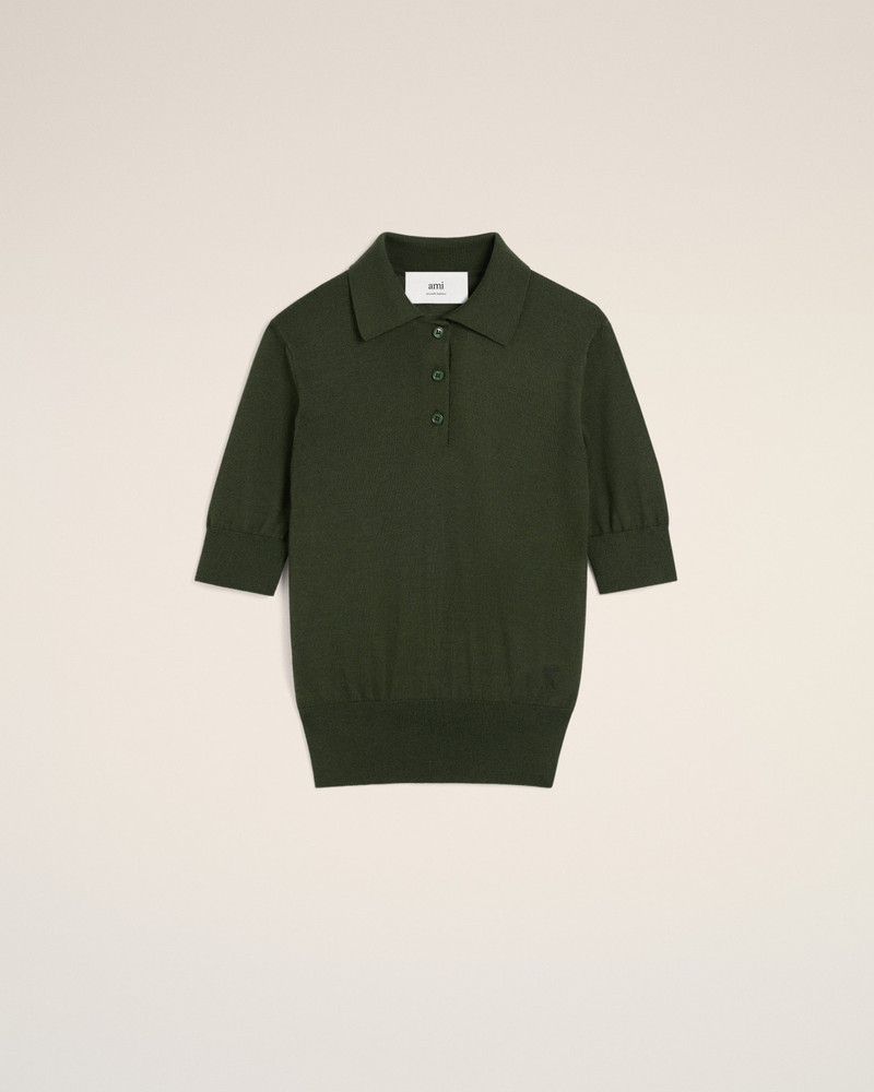 AMI Paris GREEN WOOL TONAL AMI DE COEUR POLO outlook