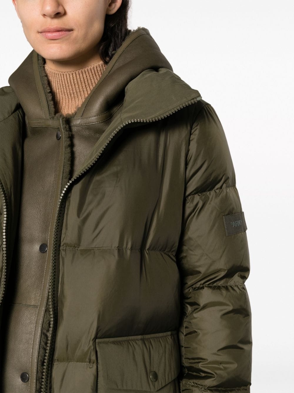 shearling-hood down jacket - 5
