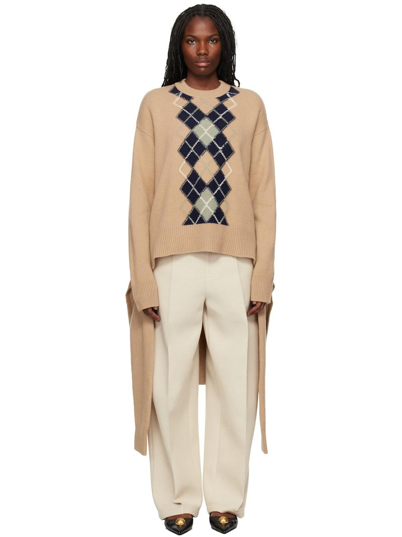 Beige Argyle Double Sweater 1
